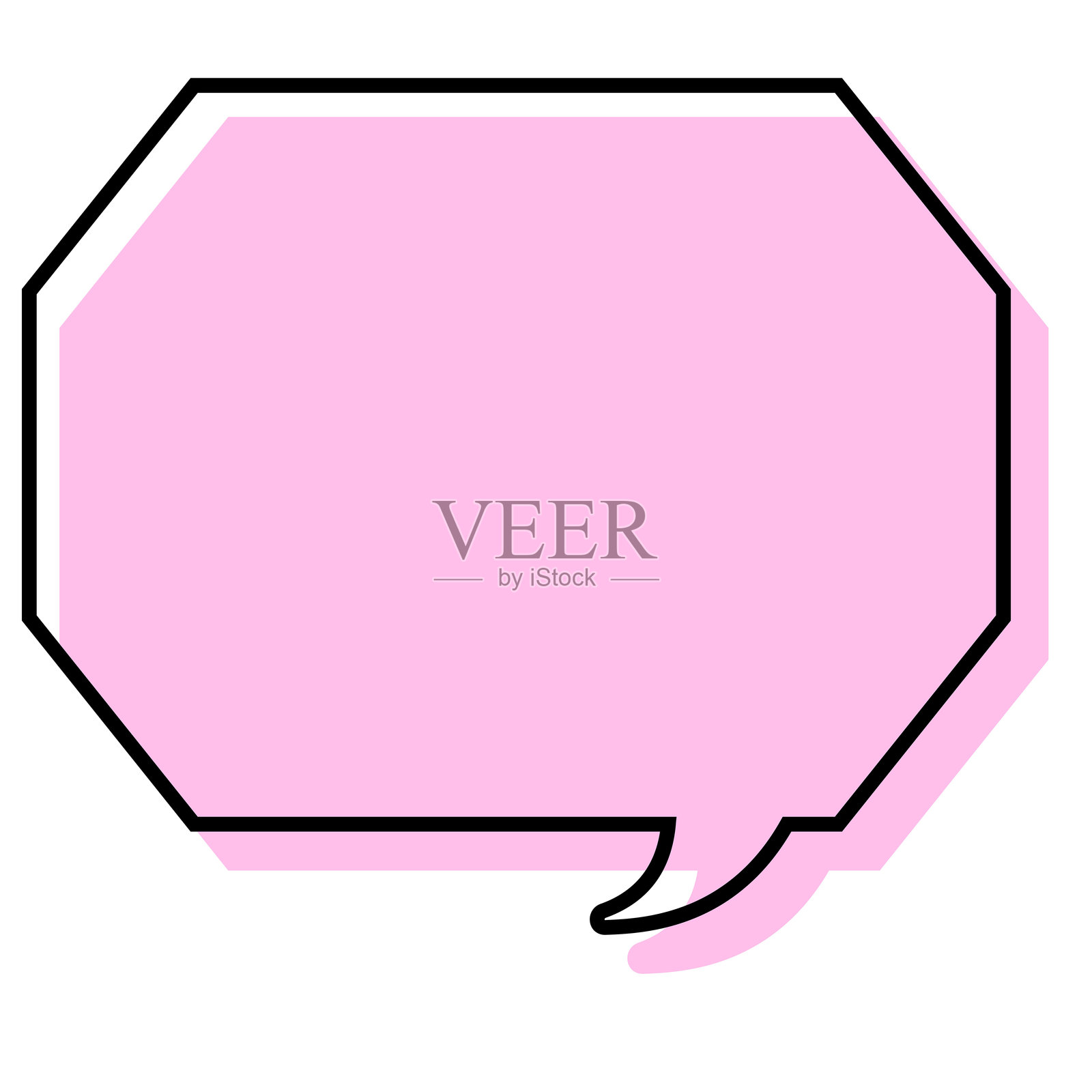 一个简单的对话气泡,带有不对齐的线条和一个有角的八边形插画图片素材