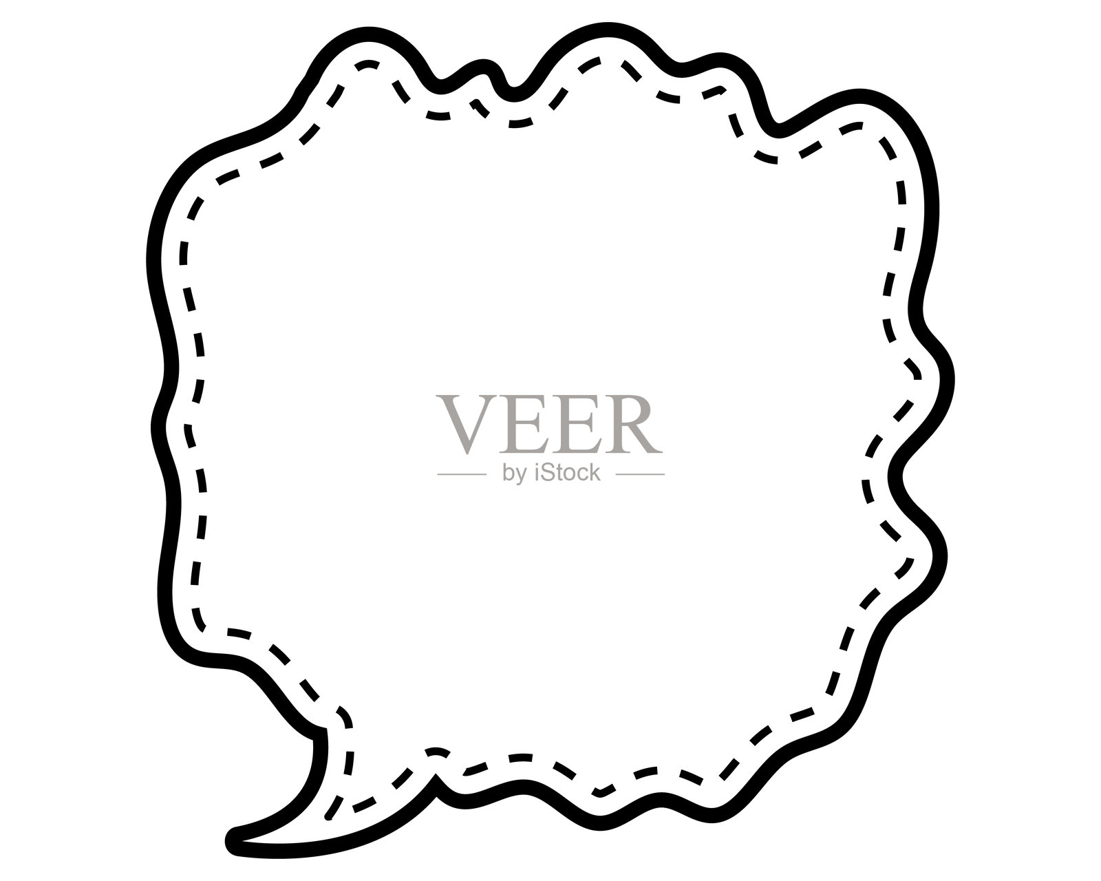 简单的虚线爆炸柔和云朵形状插画图片素材