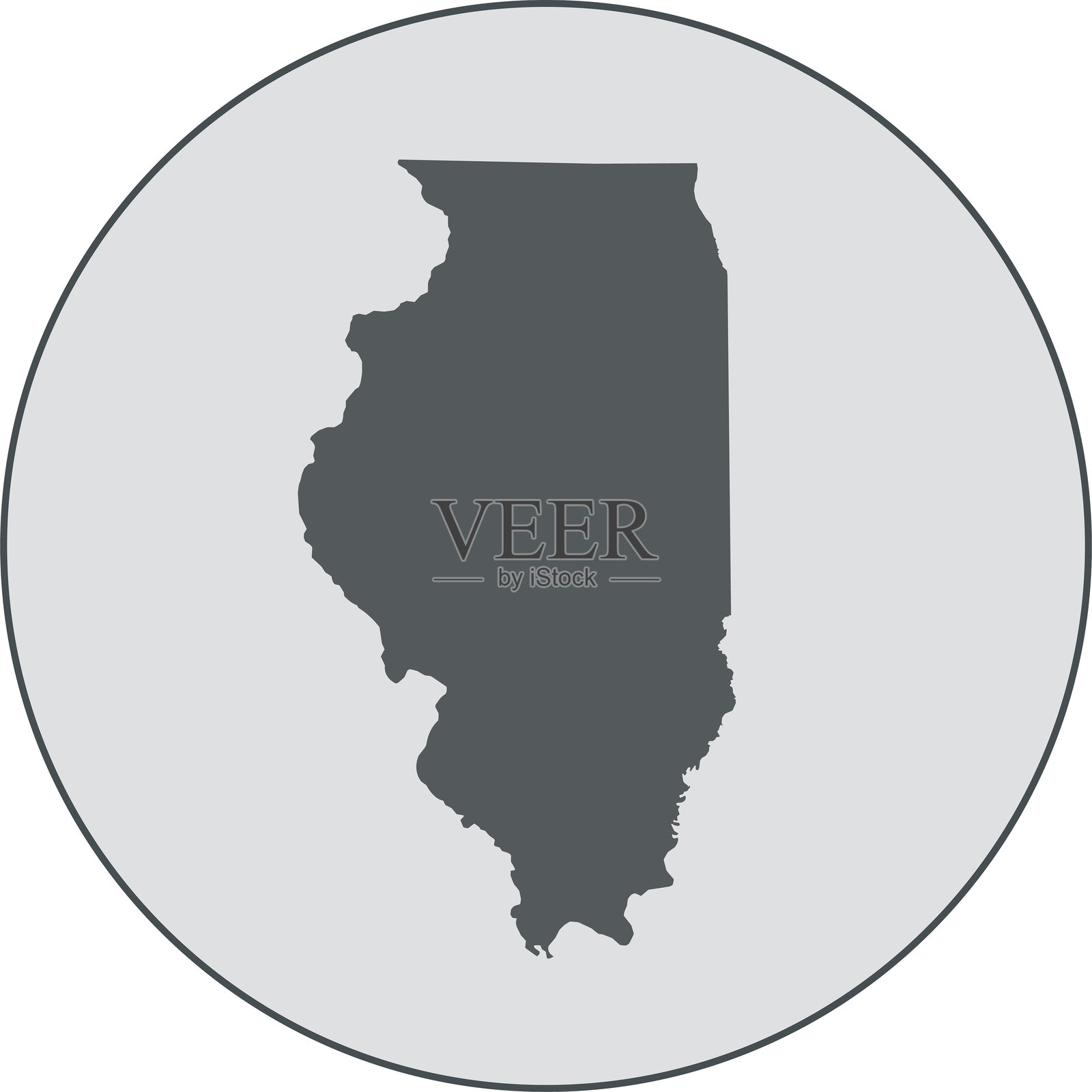 伊利诺伊州地图插画图片素材