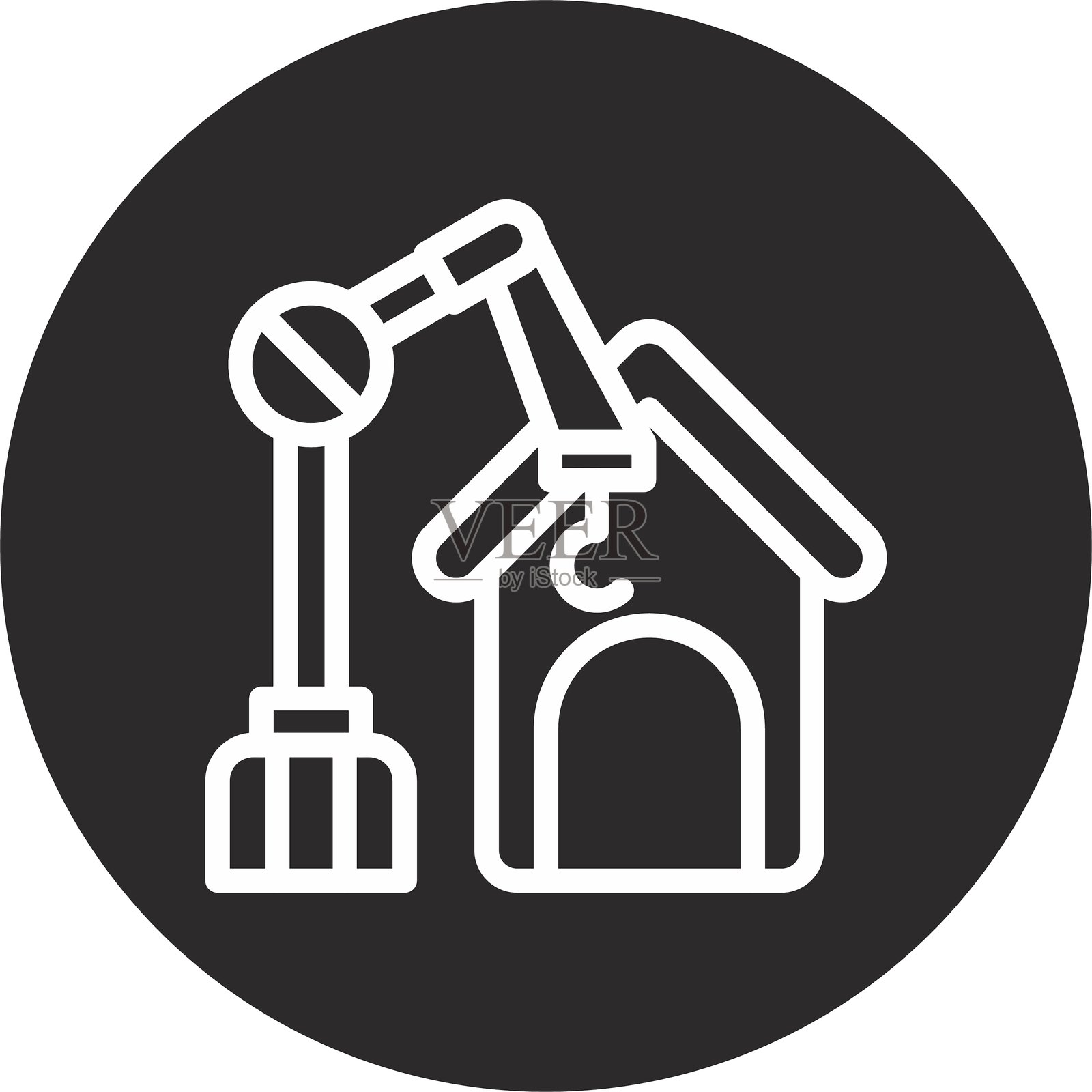 建筑工地倒置的黑色圆圈插画图片素材