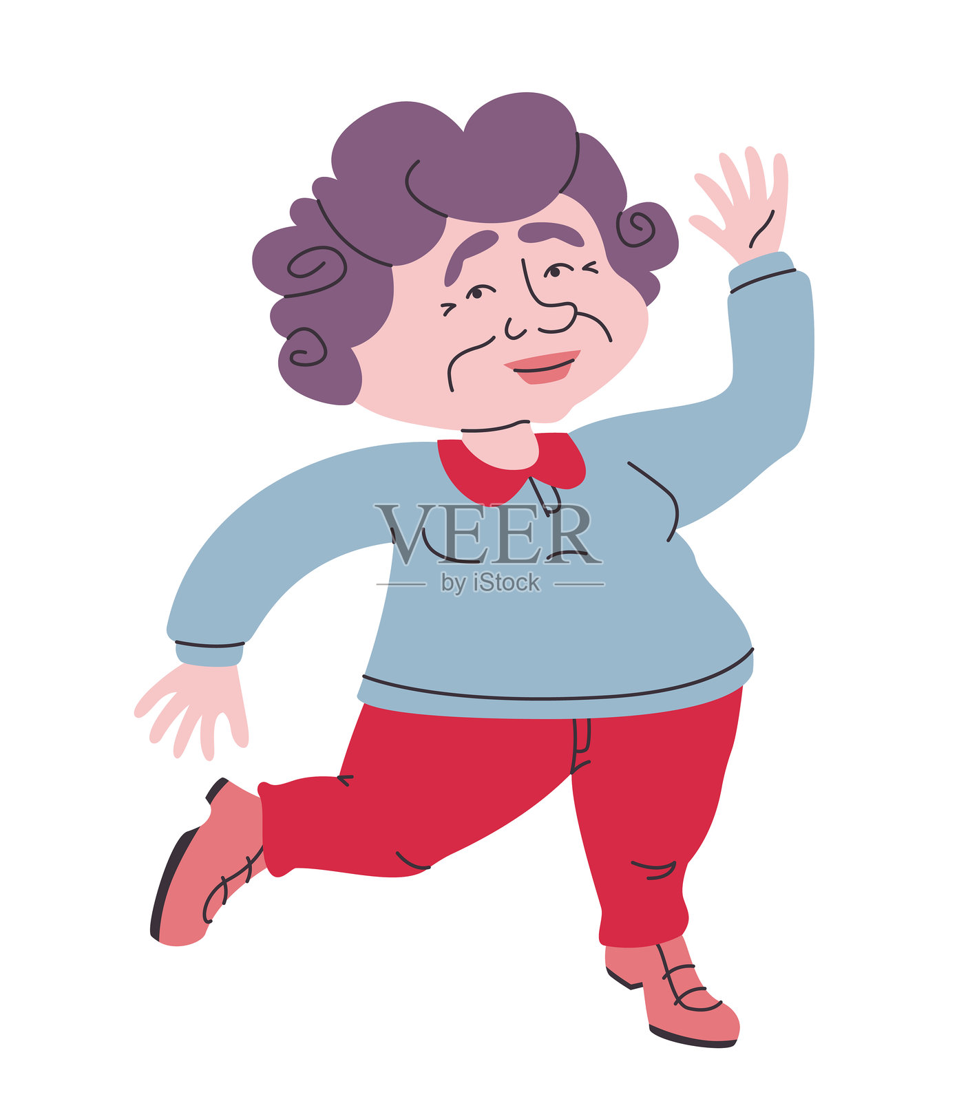 跳舞的老年女士。插画图片素材