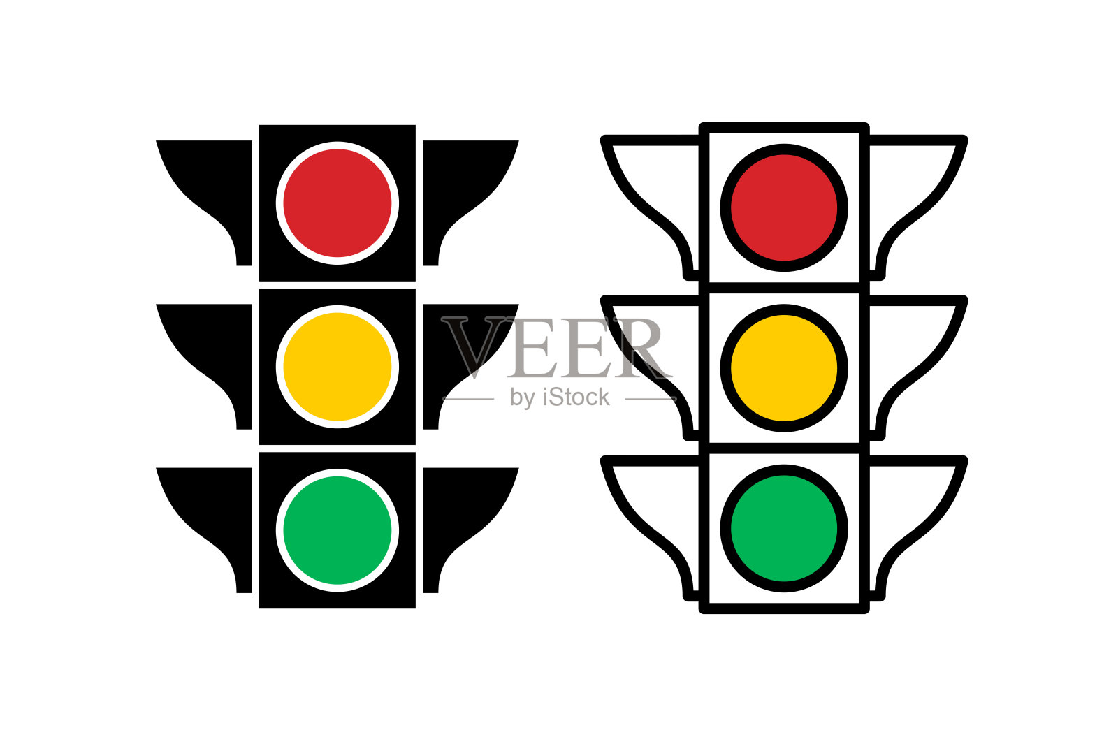 交通信号灯图标。道路交通、信号或驾驶规则的象征。交叉口、交通或交通管理的属性。插画图片素材