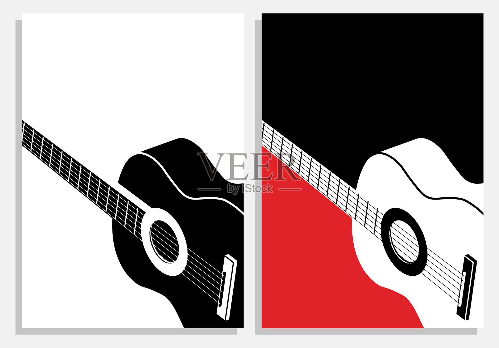 吉他音乐艺术家的音乐会广告展示,极简海报格式。吉他演奏者的乐器。极简古典吉他音乐晚会矢量传单模板。插画图片素材