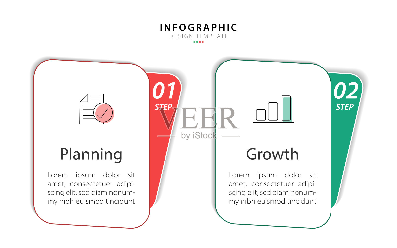 商业信息图表模板。两步时间线旅程。插画图片素材