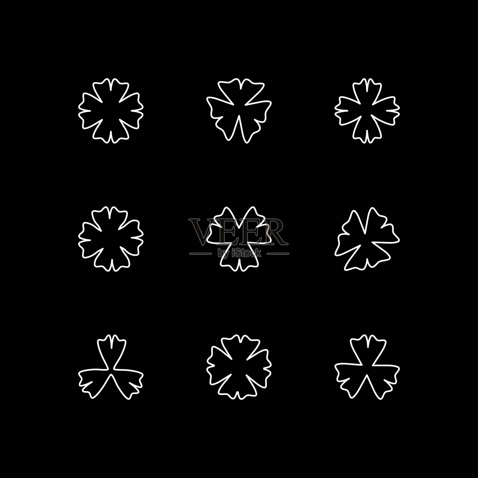 一组三叶草图标插画图片素材