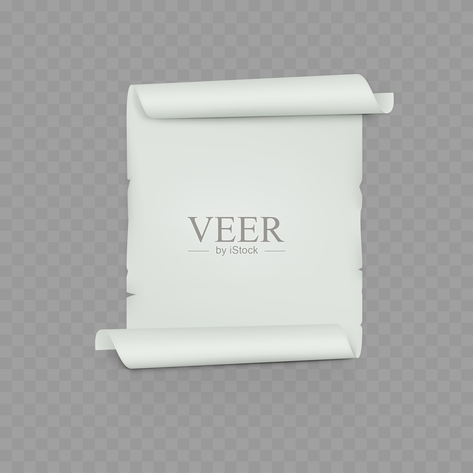 旧空白纸卷模型 - 复古羊皮纸文档模板。矢量图插画图片素材