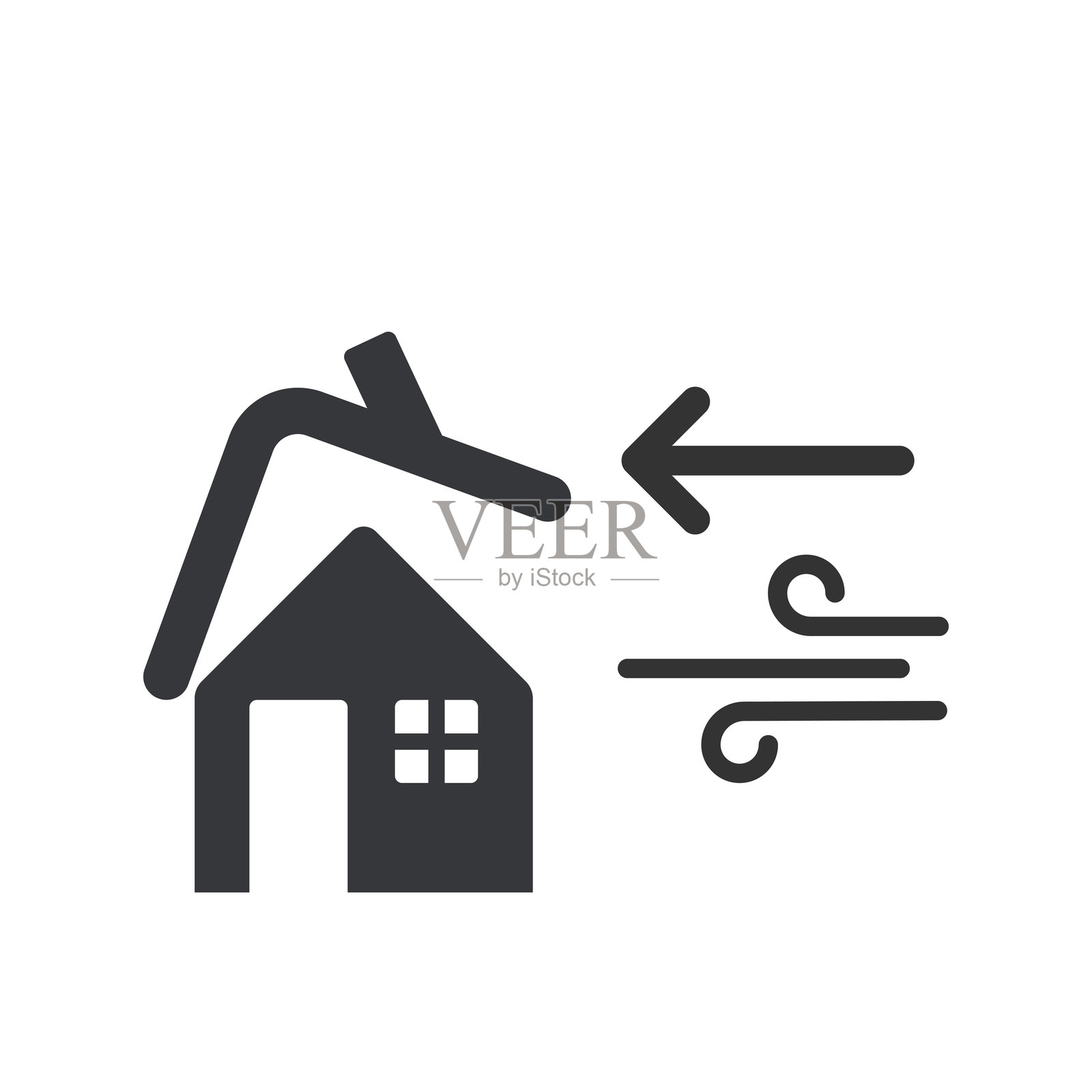 孤立的地震图标,配有房屋和破裂建筑的插图,象征自然灾害插画图片素材