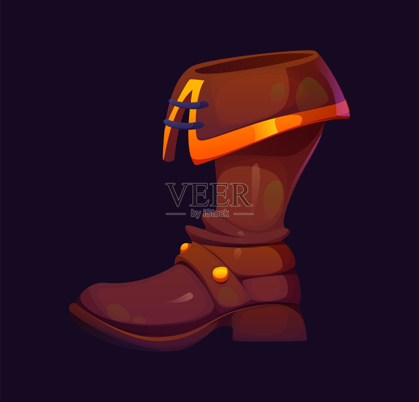 卡通粗犷的海盗靴图标,私掠者鞋具插画图片素材