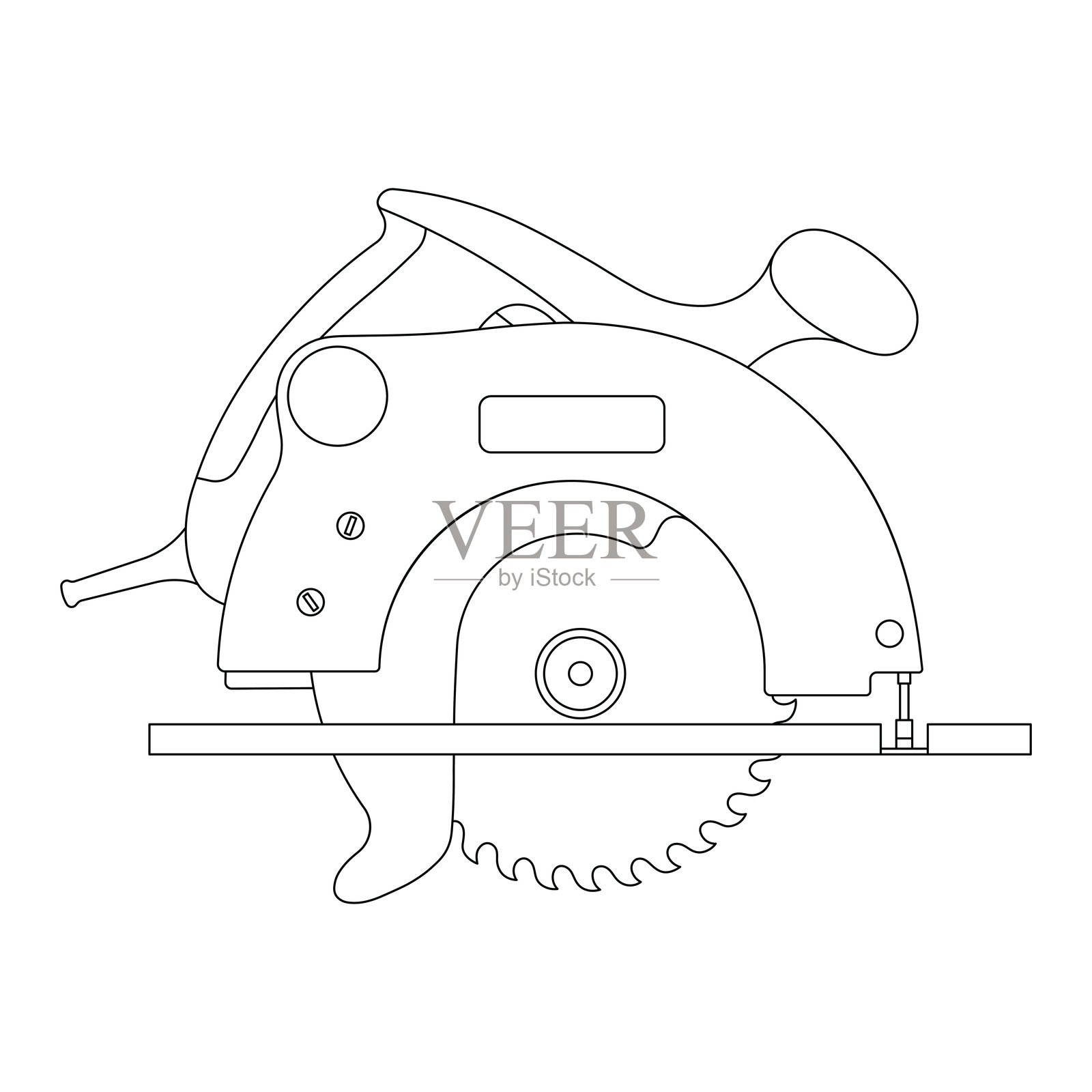 手绘儿童画矢量插图,卡通桌锯,孤立图像插画图片素材