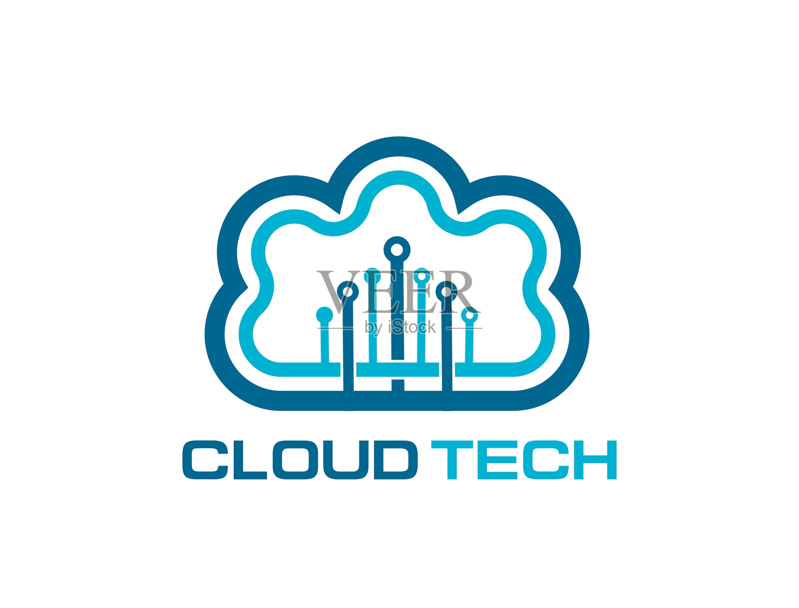 云技术图标,用于数据存储或数据库插画图片素材