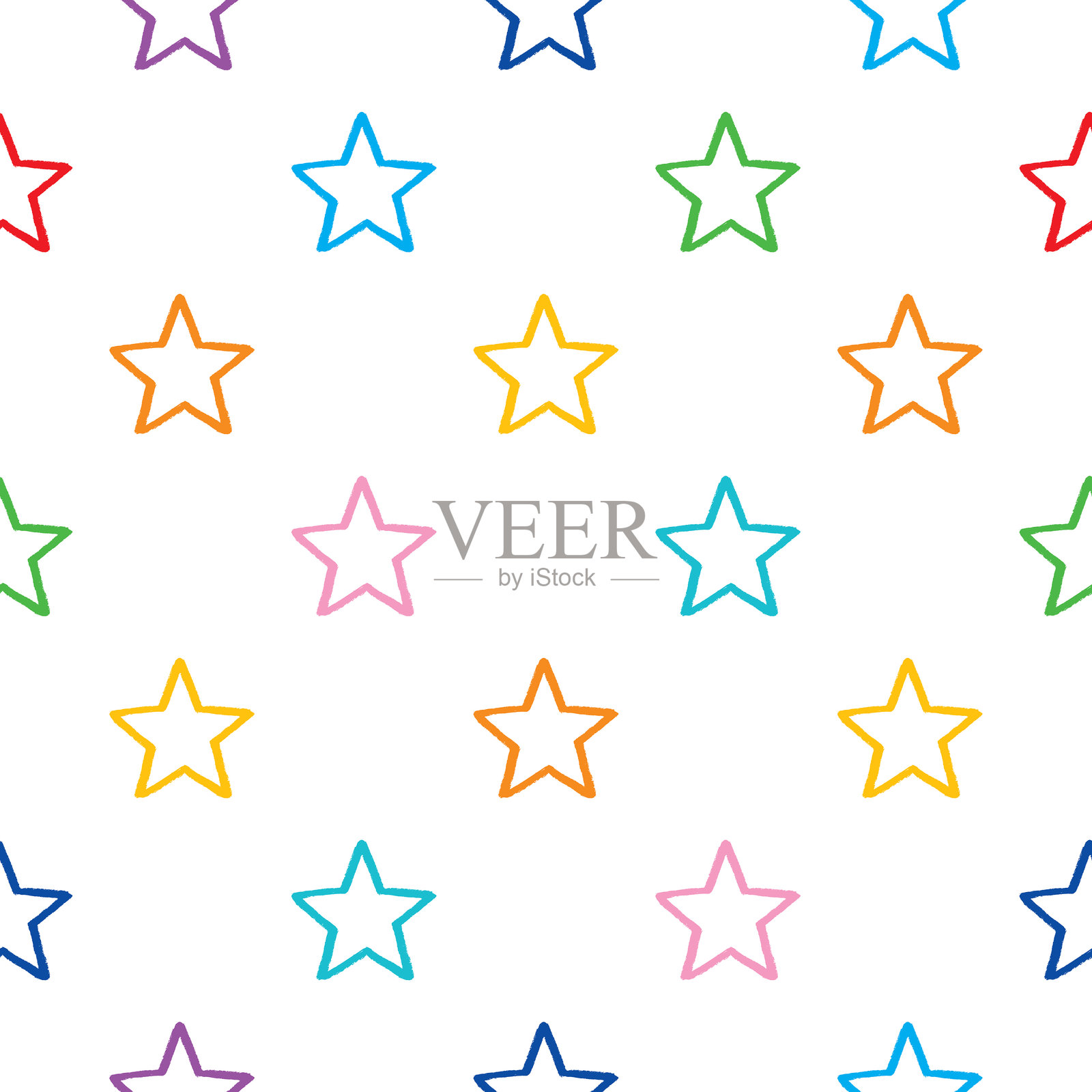 五彩蜡笔星星无缝图案插画图片素材