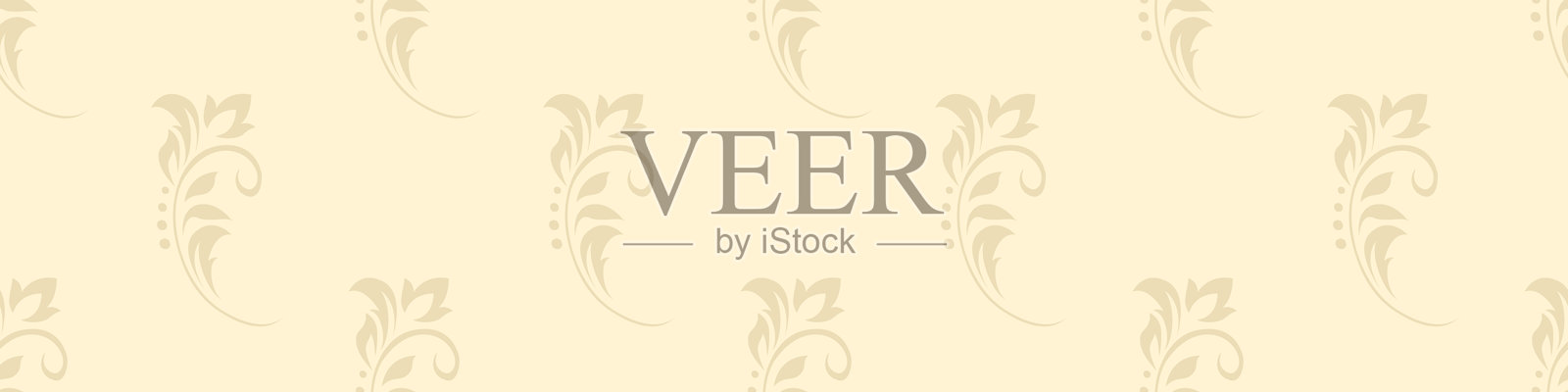 复古风格的米色植物无缝图案,包含风格化的叶子、花朵和卷曲。矢量背景,适用于维多利亚风格的壁纸、包装纸和面料。插画图片素材