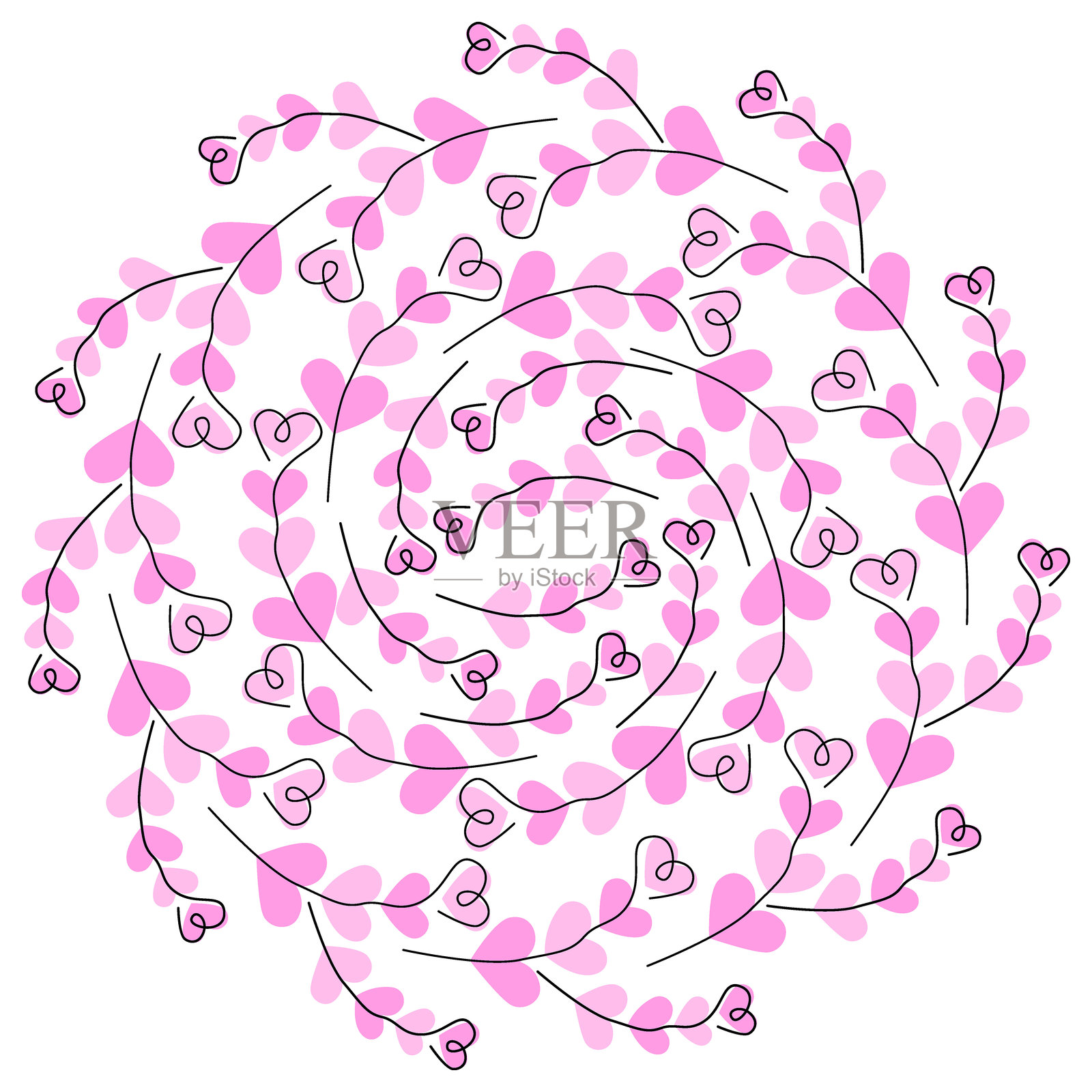 心形树枝螺旋圆形背景模板情人节问候精美设计理念插画图片素材