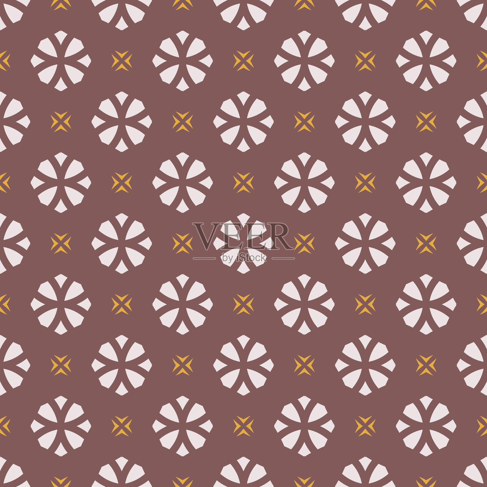 矢量几何无缝图案。简单的花卉装饰插画图片素材