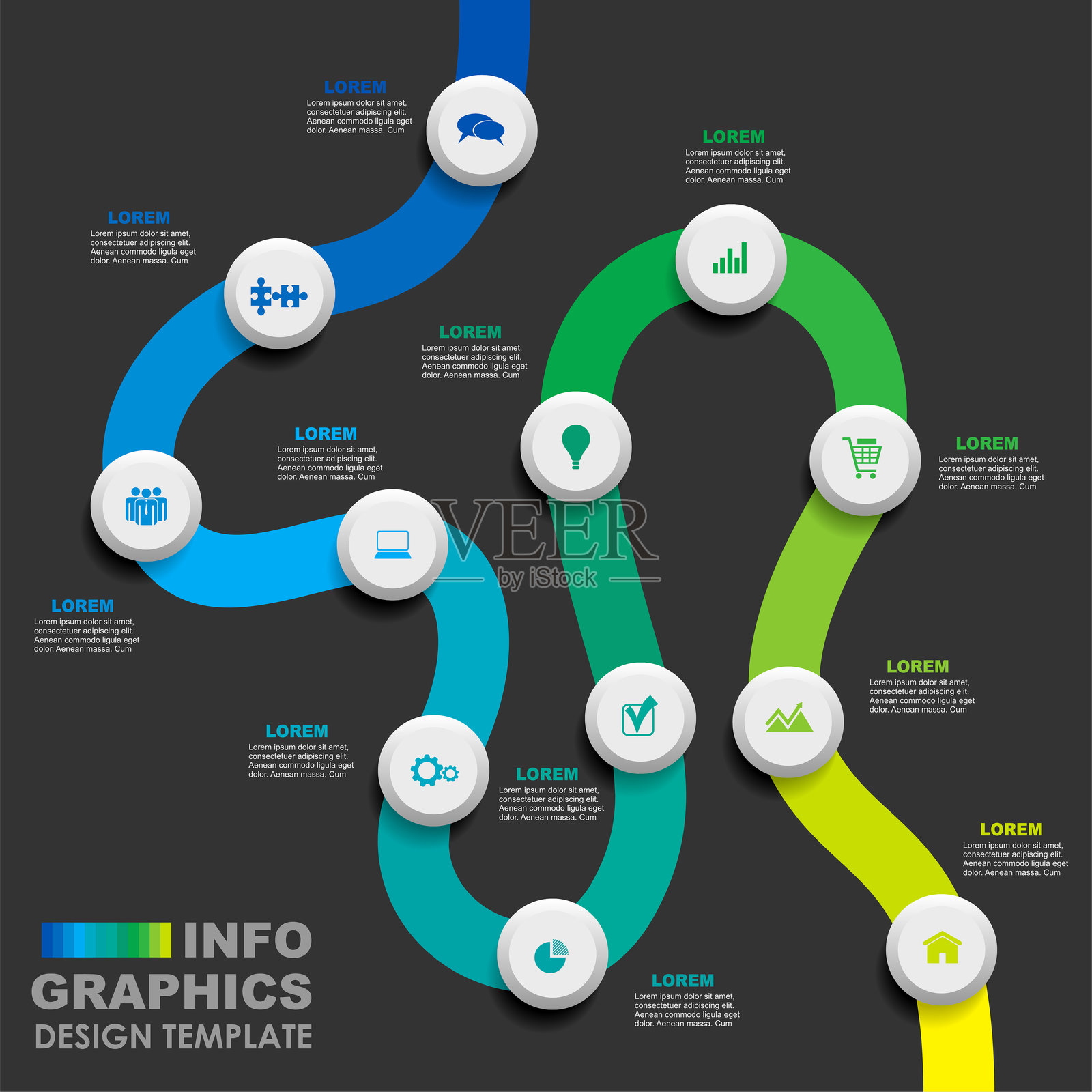 信息图设计模板,留有数据填写位置。矢量插图。插画图片素材