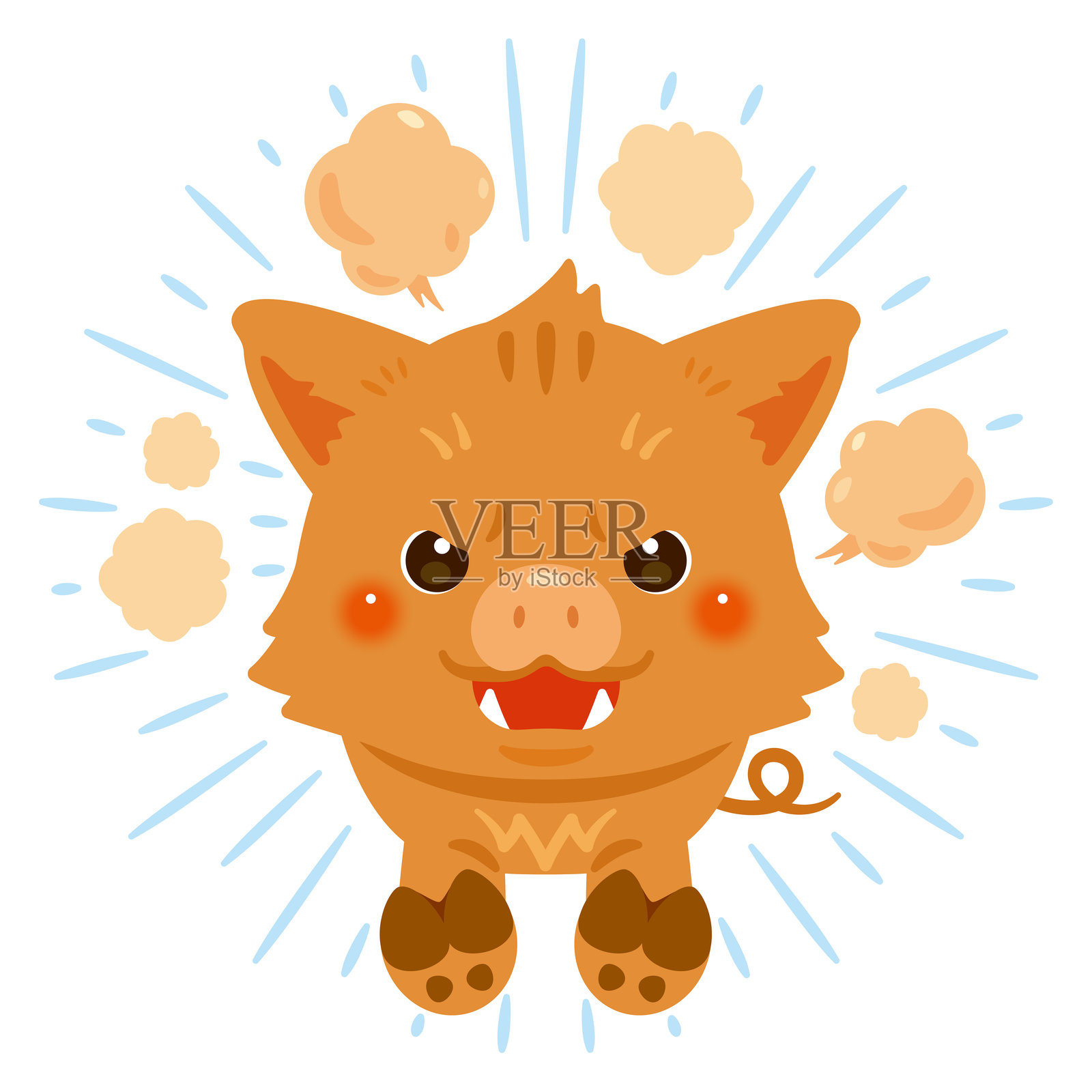 野猪冲锋的正面插图插画图片素材