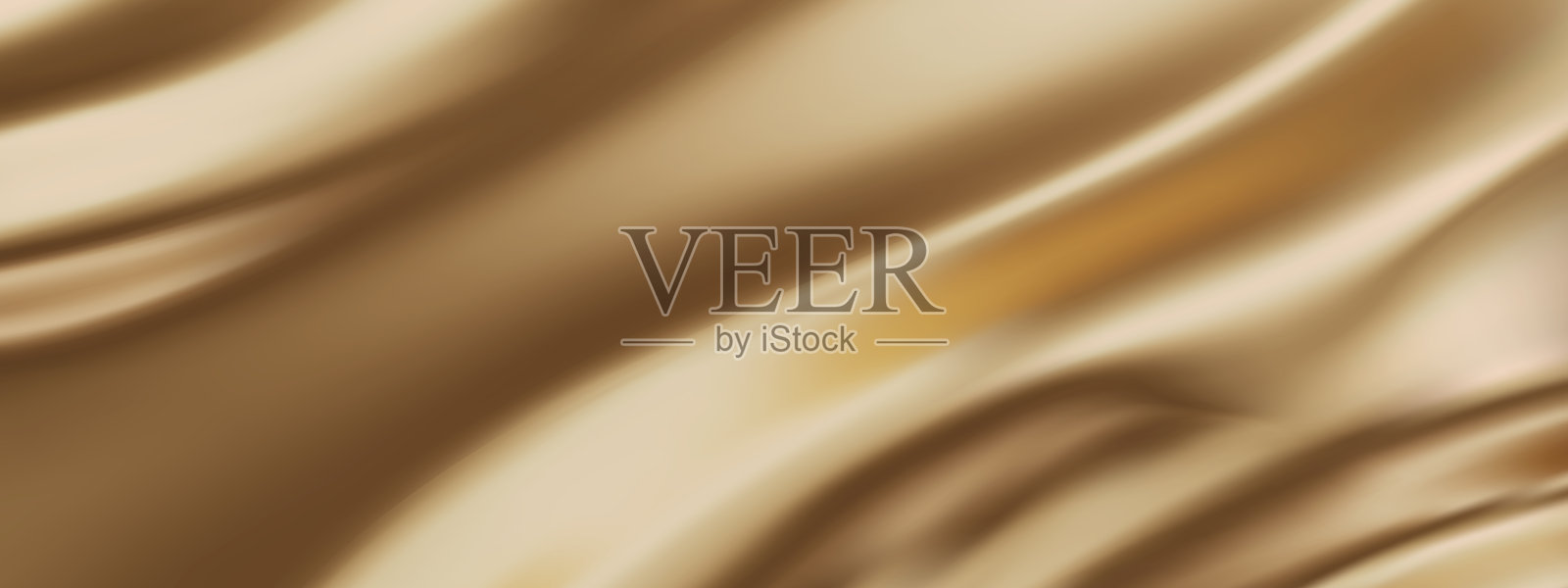 金色背景与液态丝绸纹理效果。奢华光滑表面。抽象金色渐变横幅插画图片素材