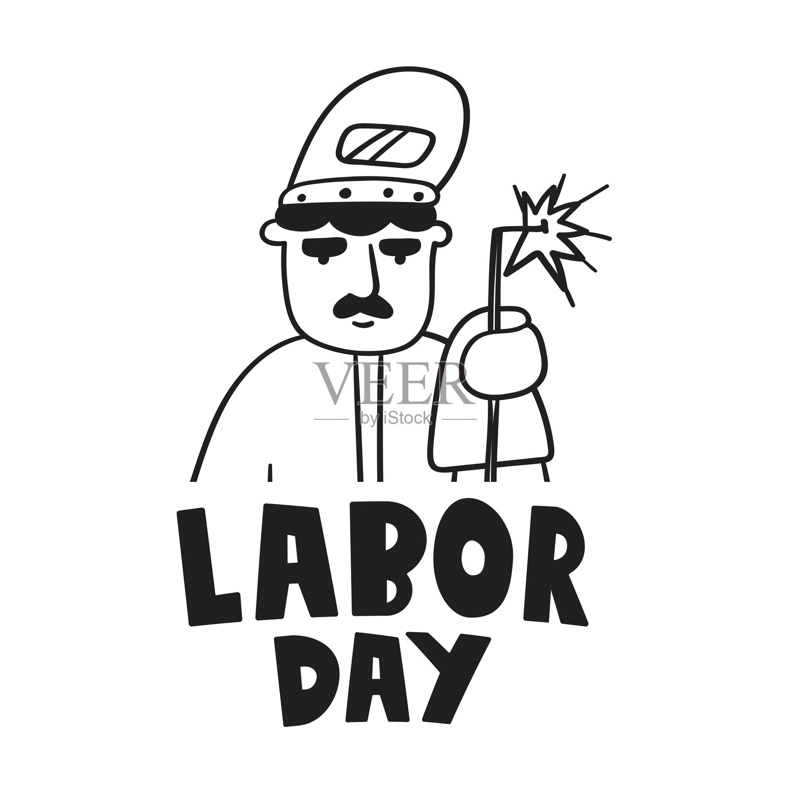 劳动节。焊工。轮廓孤立图标。插画图片素材