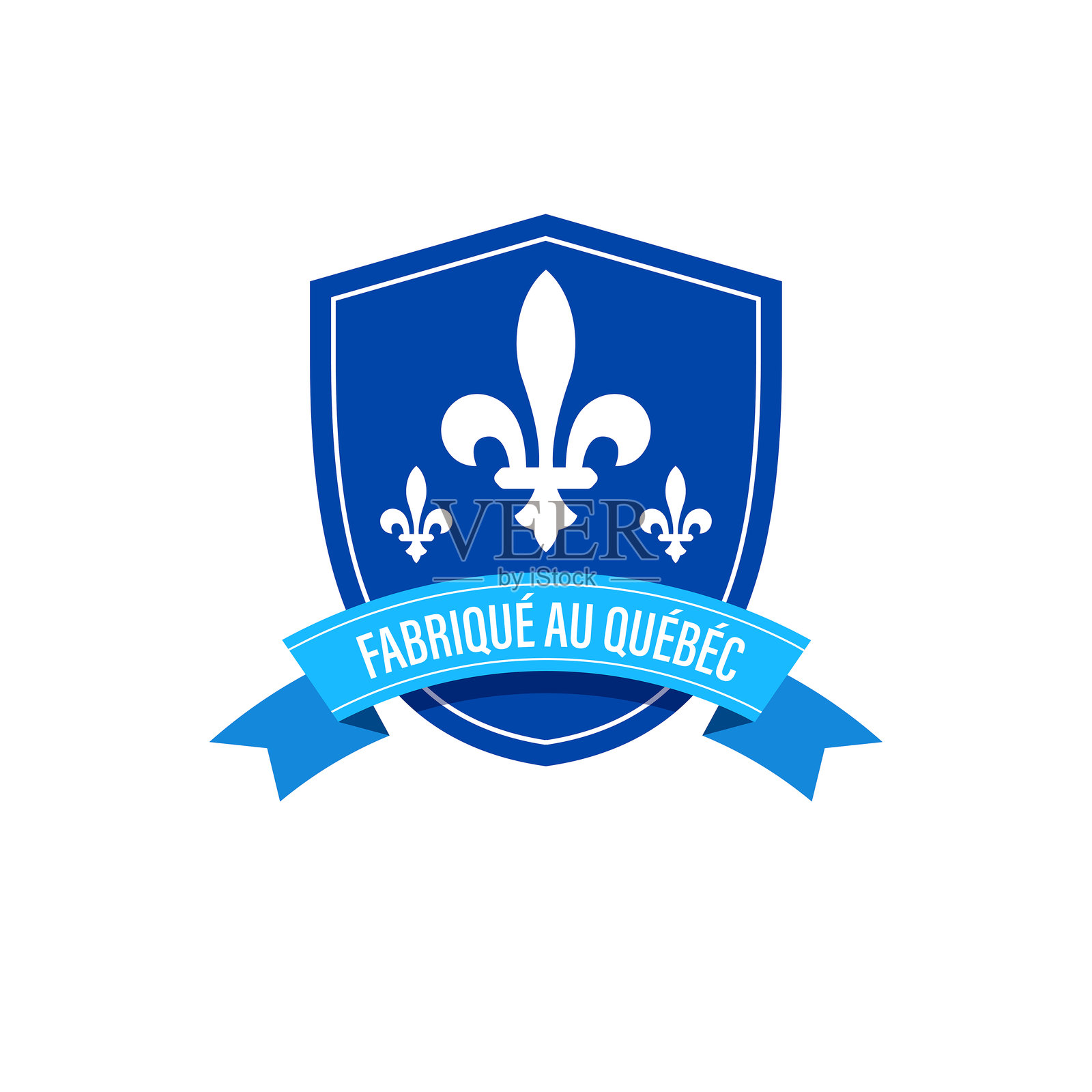 魁北克徽章设计,带有百合花和盾牌插画图片素材