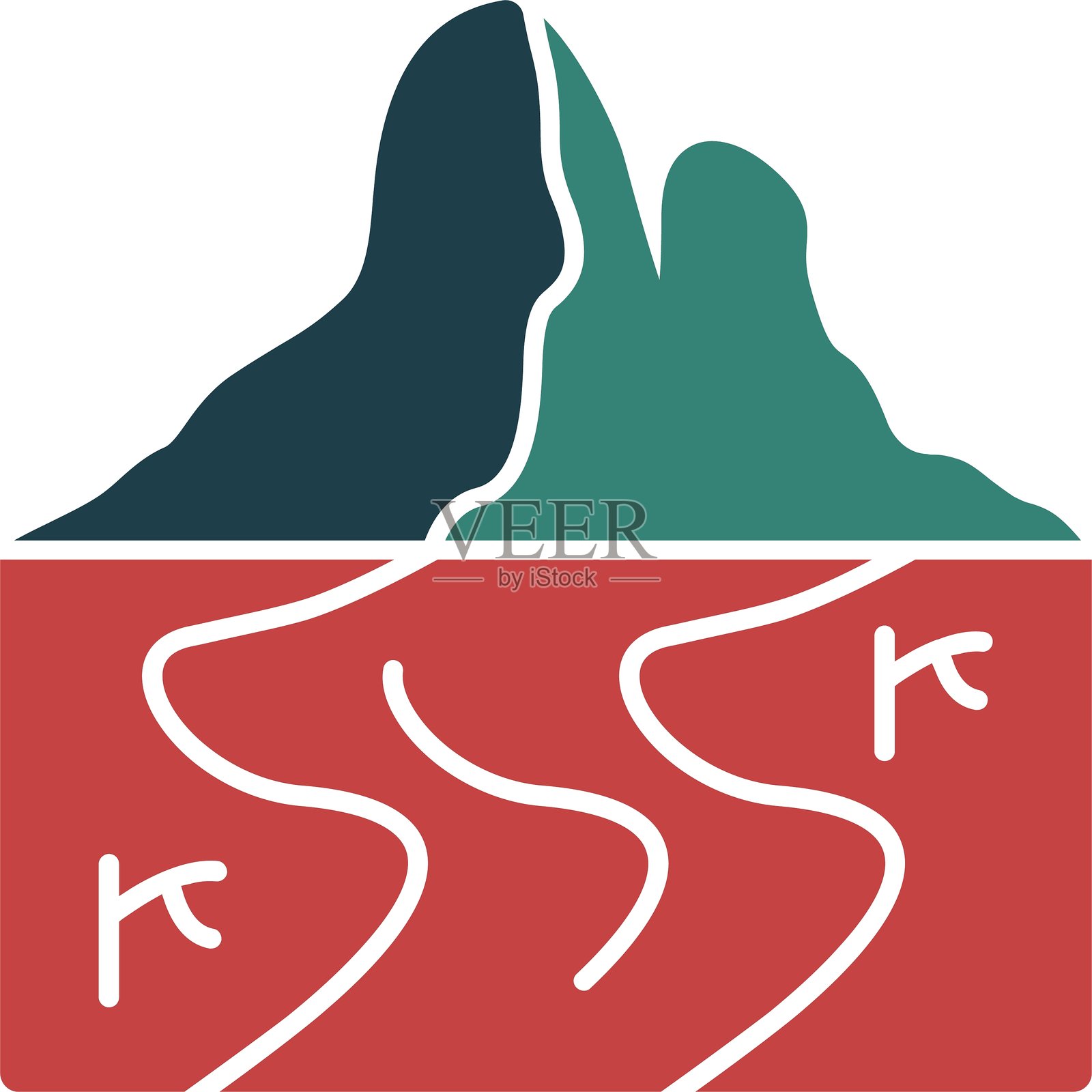 冰冻河流图形多色图标插画图片素材