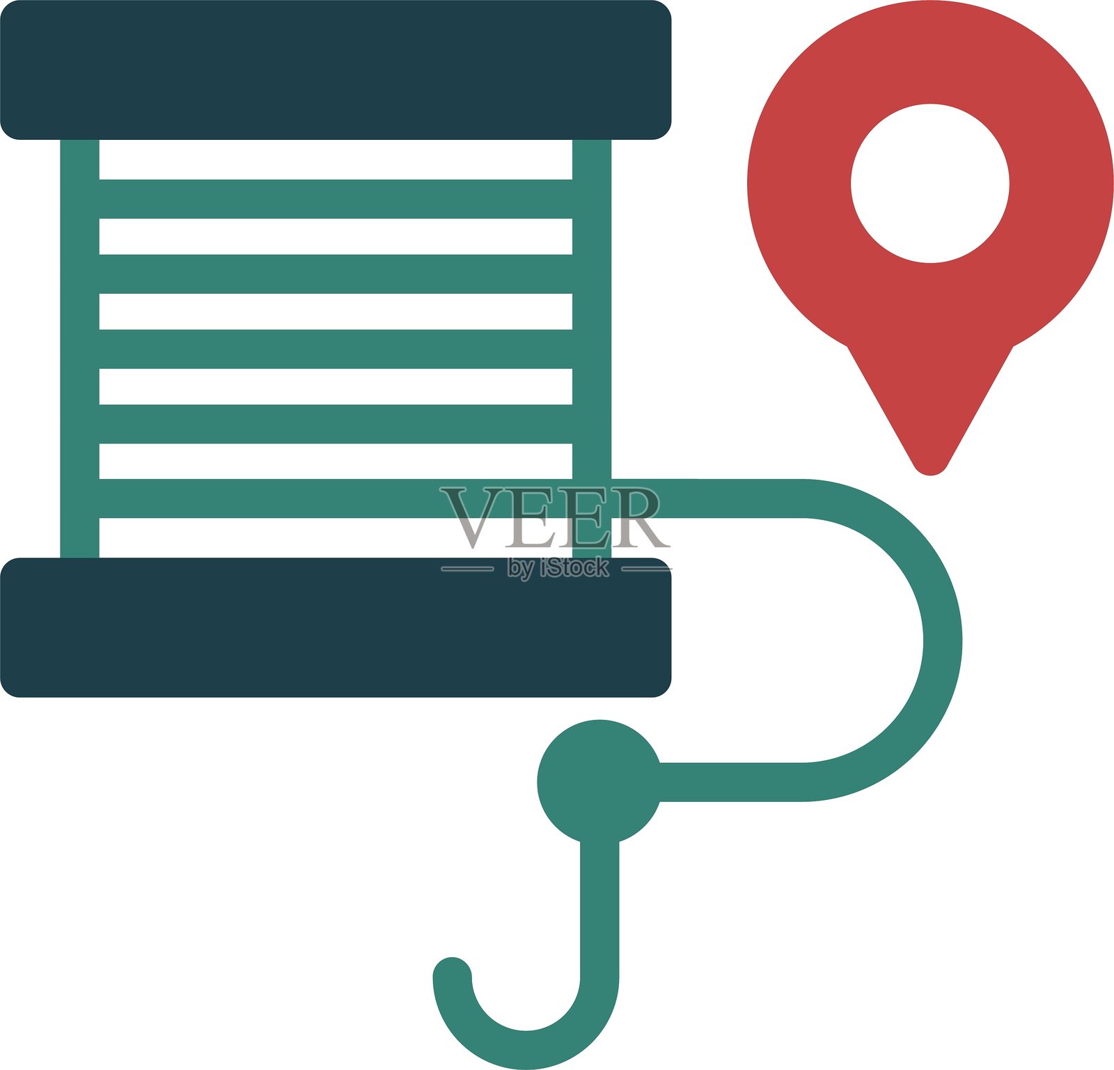 钓鱼图标多色彩设计插画图片素材