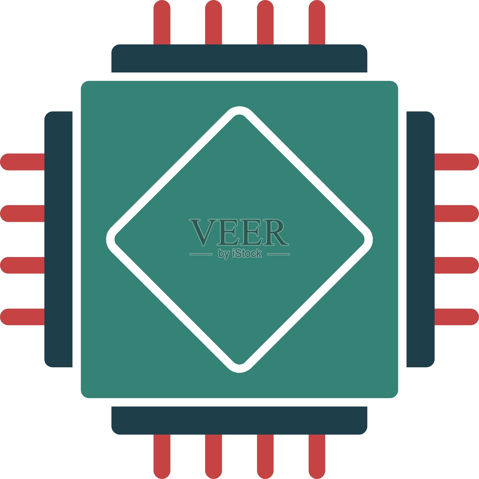 多色AI芯片图标插画图片素材