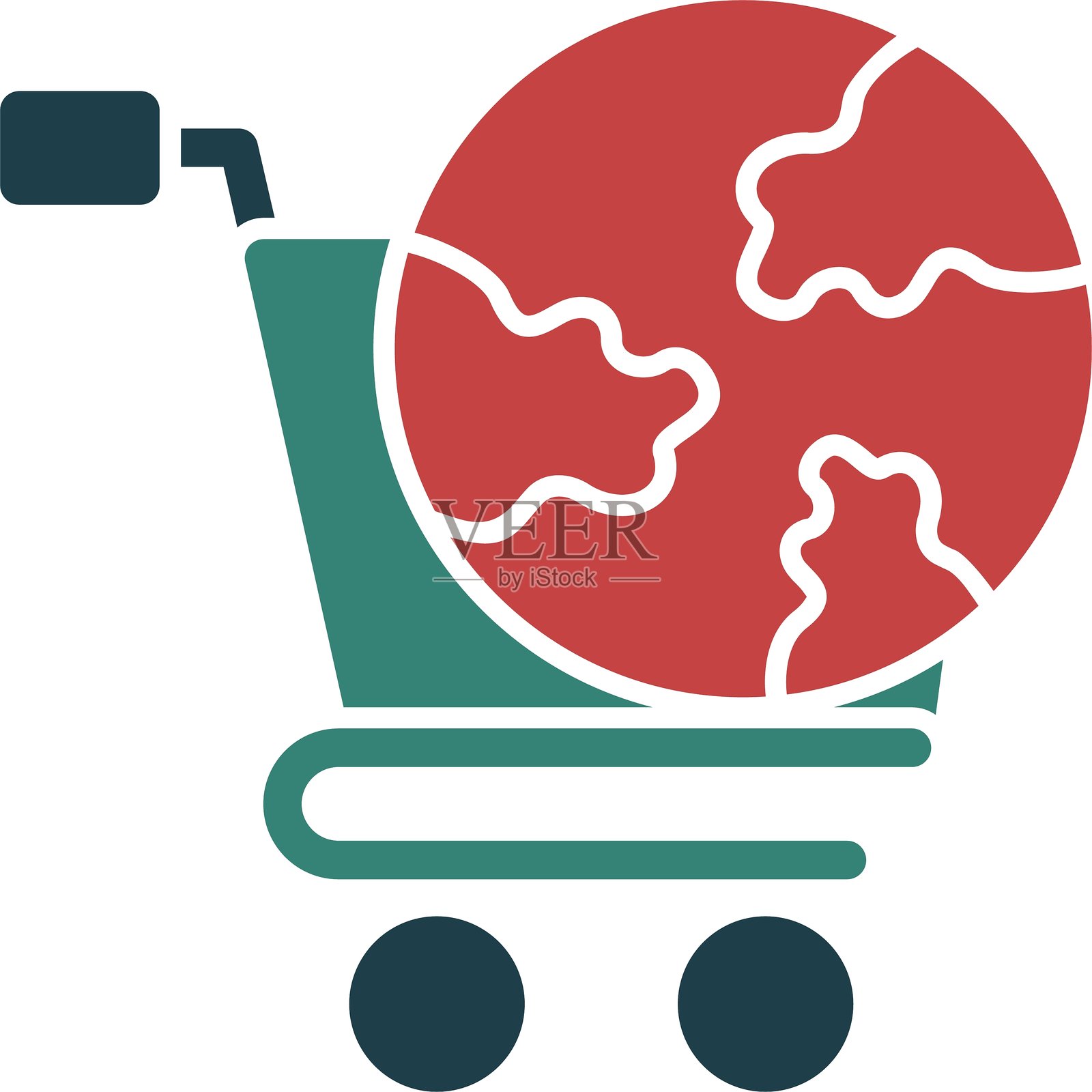 购物地球图标多色彩插画图片素材