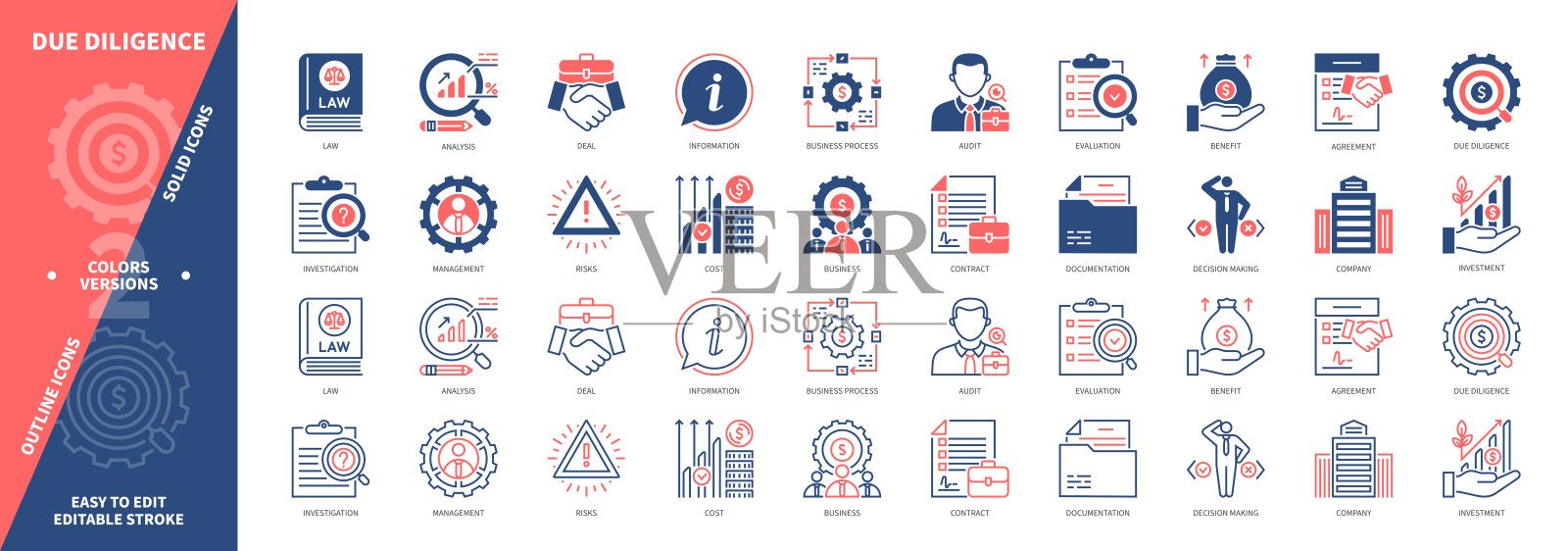 尽职调查的完整大纲集插画图片素材