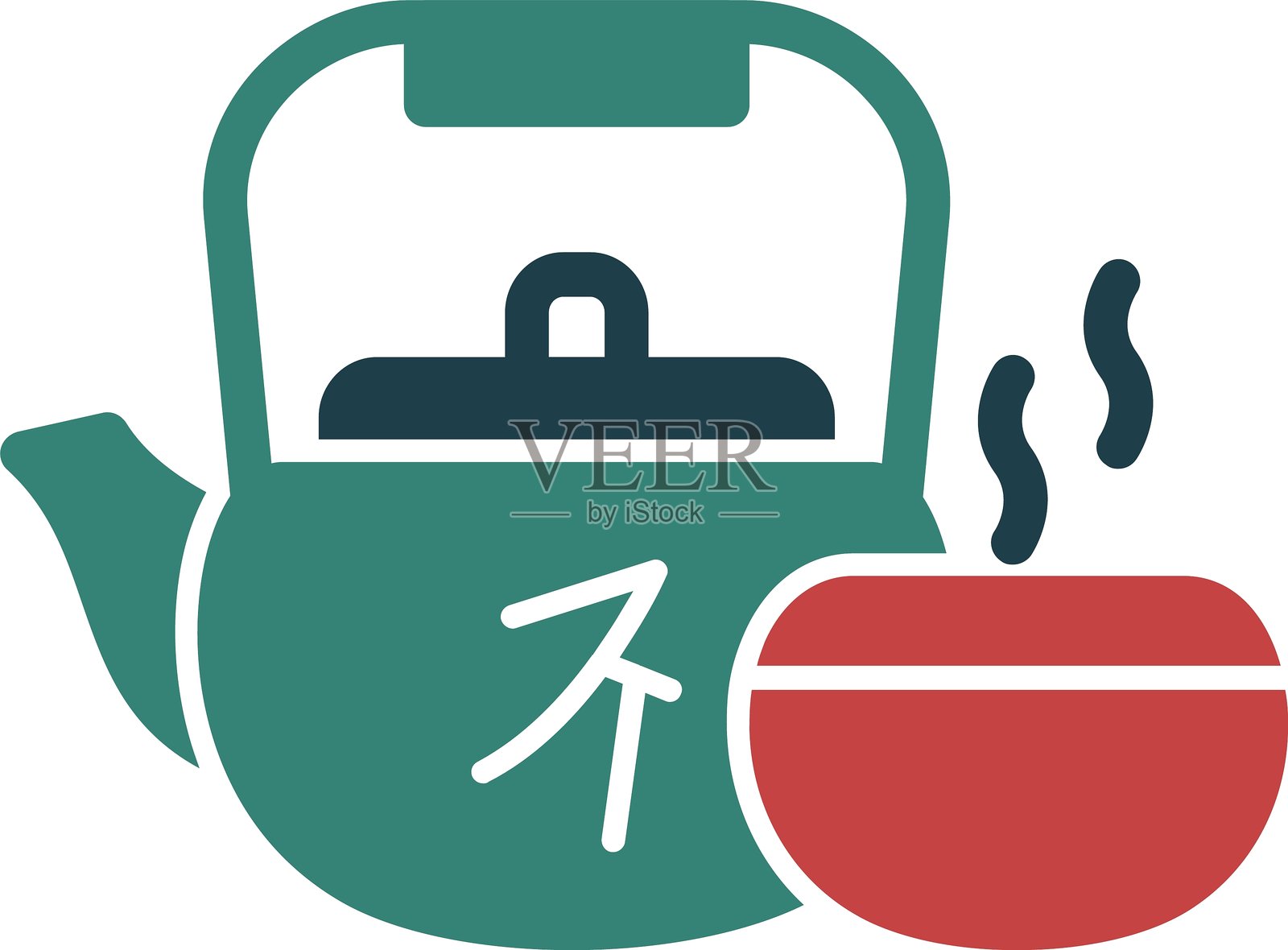 茶道图标多色彩图标插画图片素材