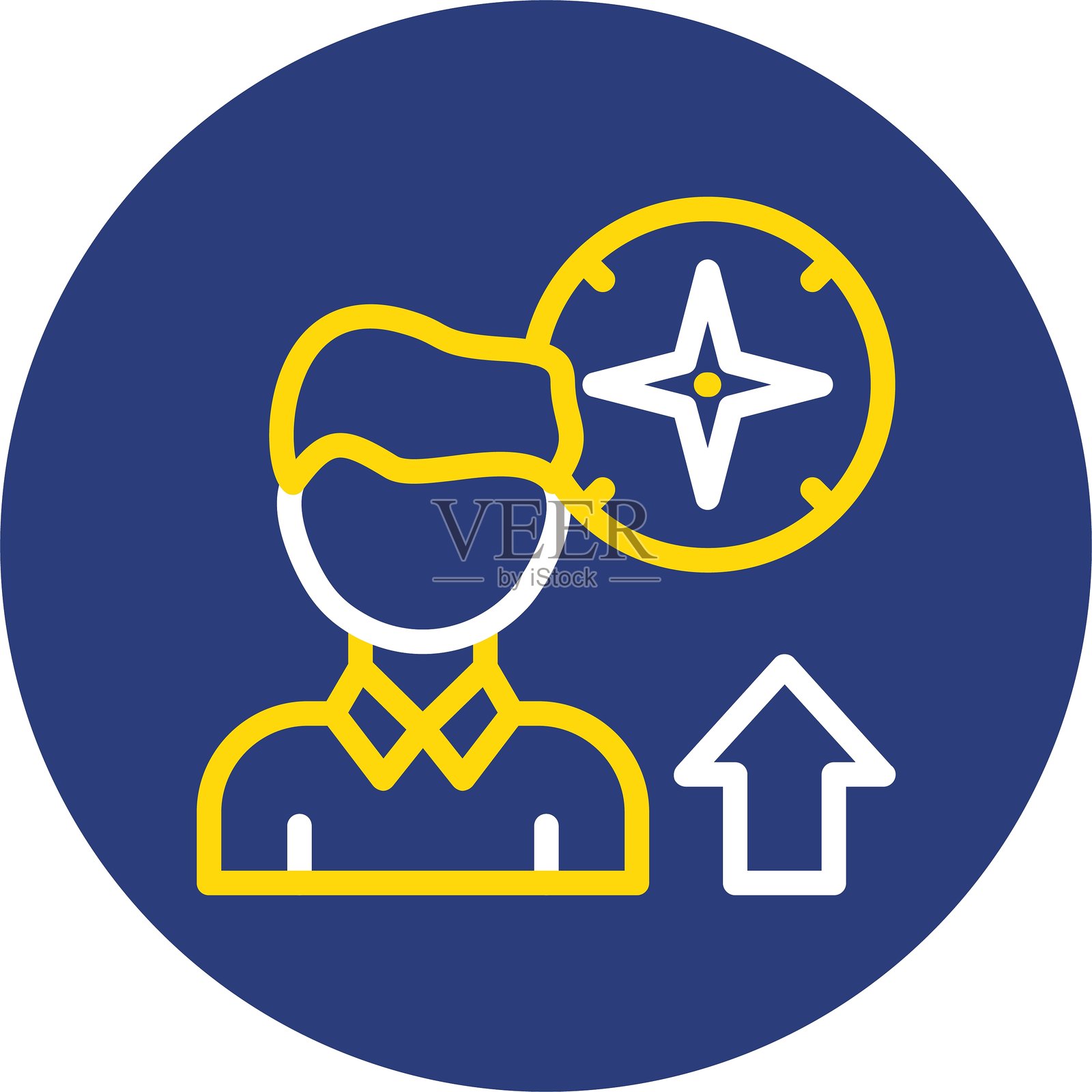 使用指南针导航的人 双线圆形图标插画图片素材