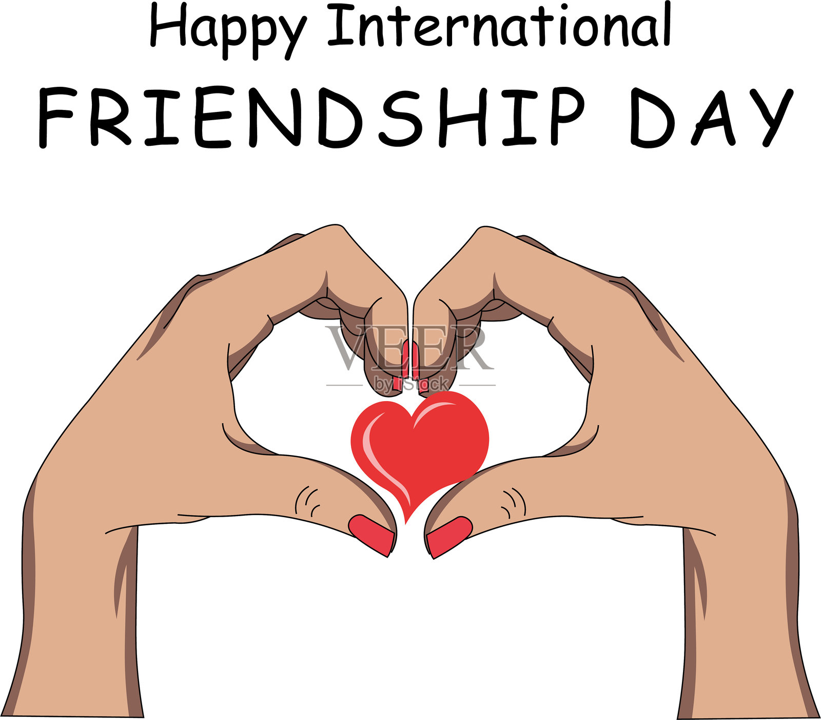 不同种族的手形成心形插画图片素材