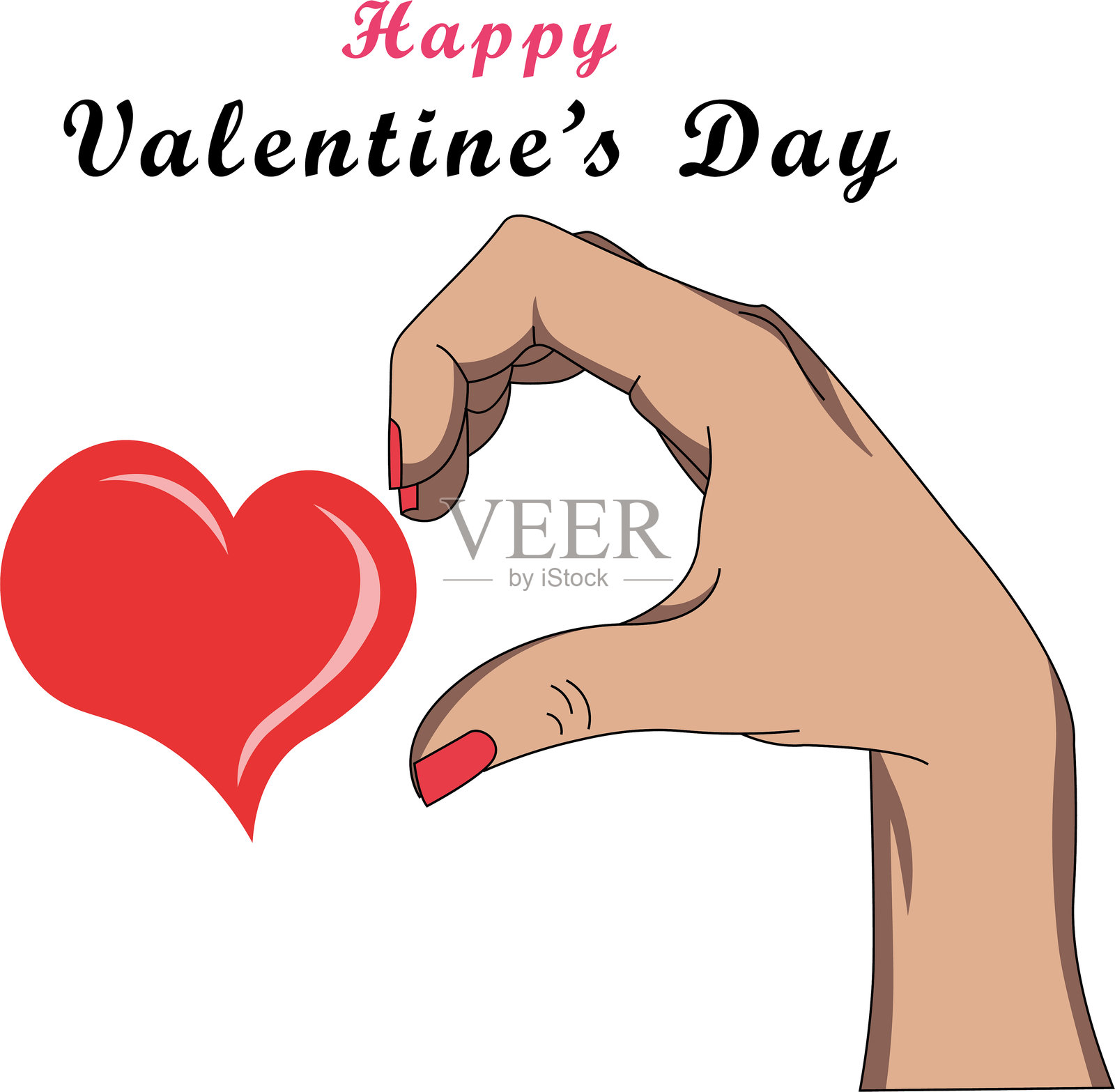 不同种族的手形成心形插画图片素材