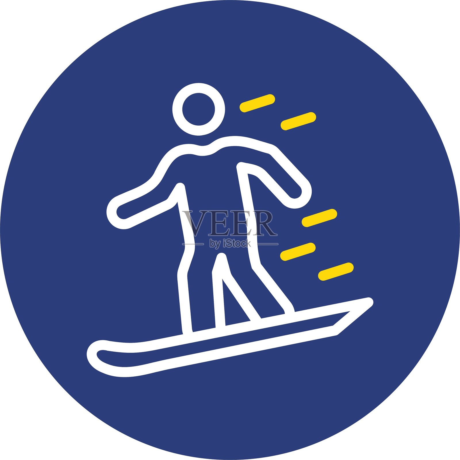 滑雪板双线圆形图标插画图片素材
