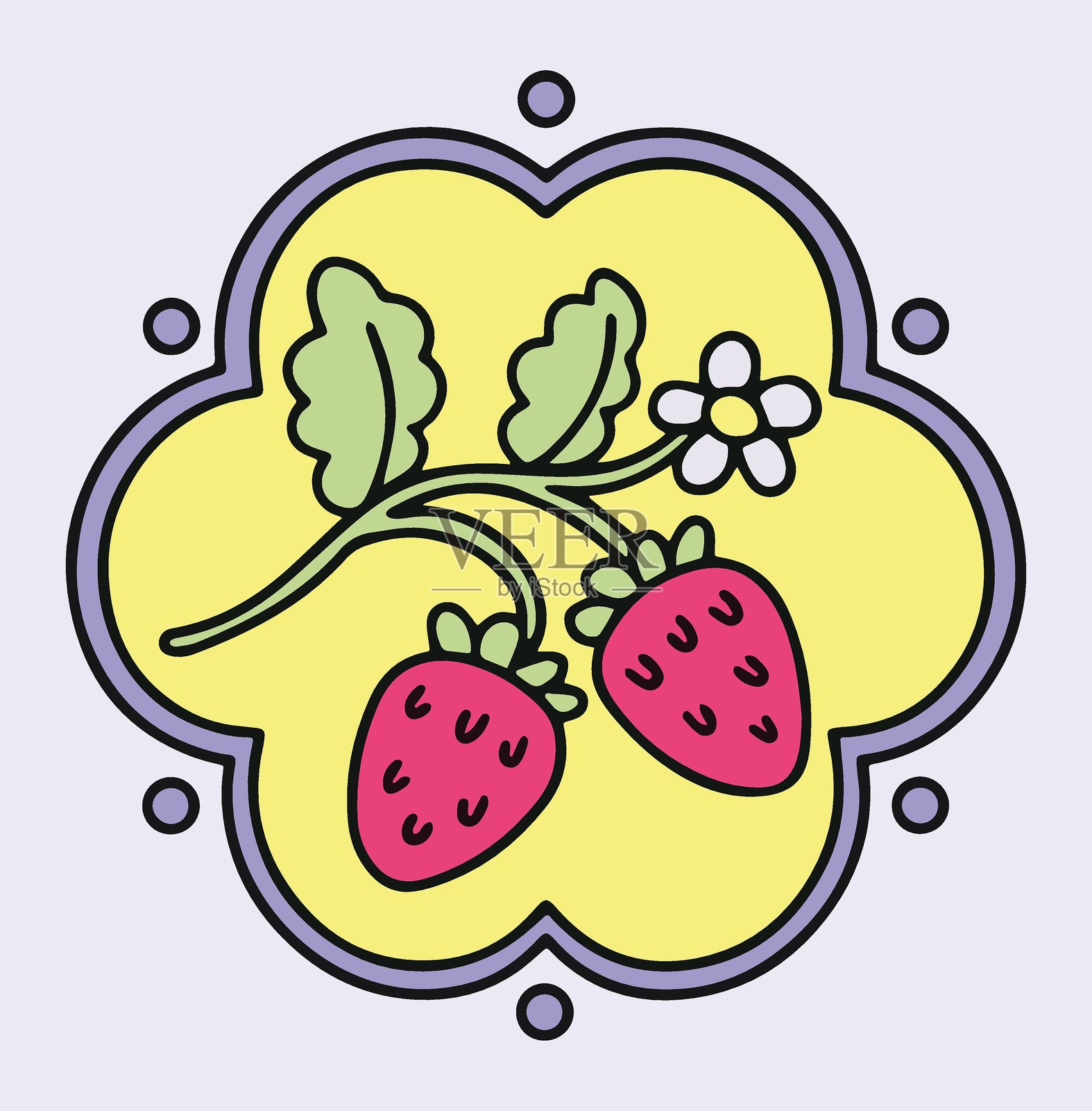 有趣的草莓框架。矢量图形,卡通风格插画图片素材