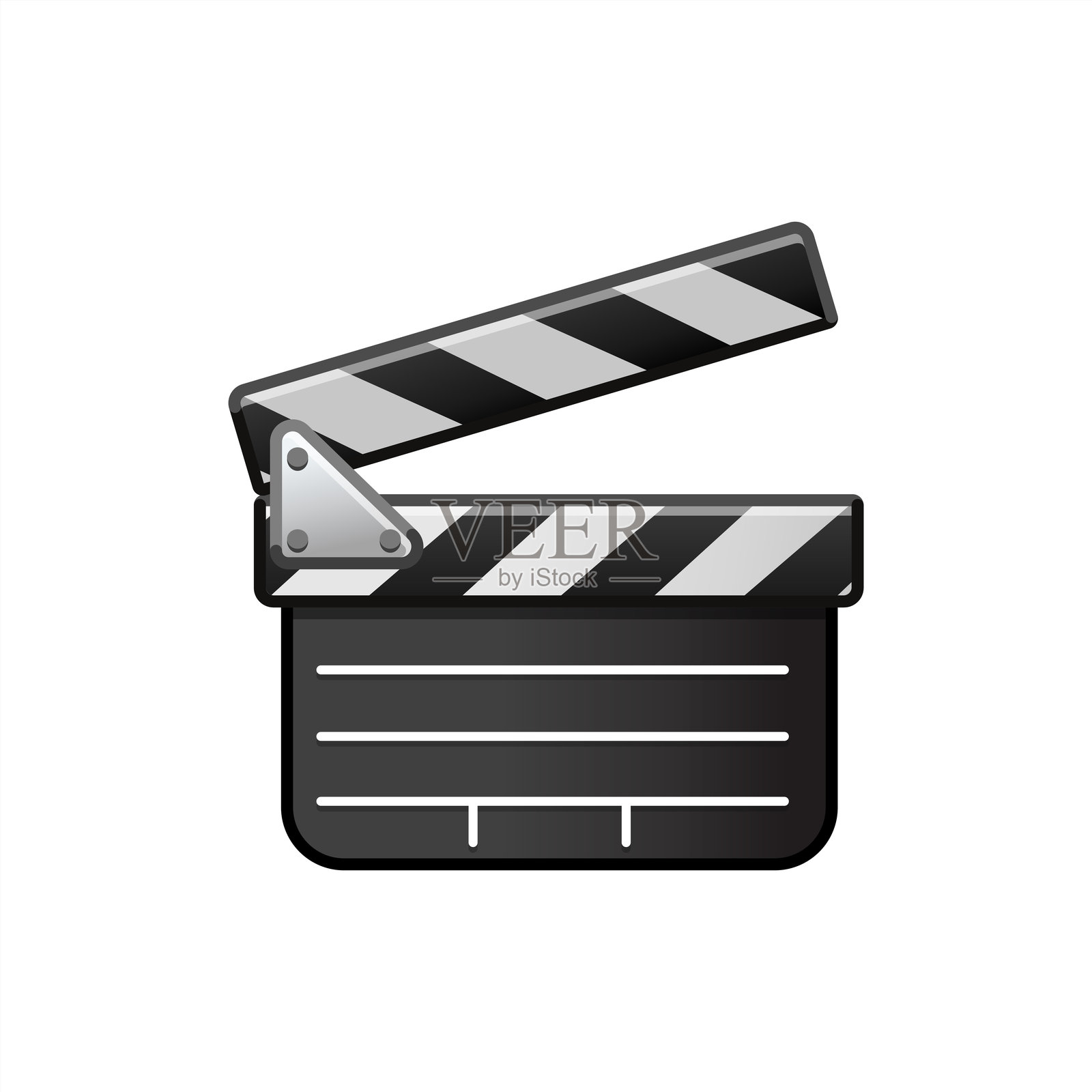 表情符号拍板矢量孤立图标。电影拍板表情插图。拍板矢量孤立表情符号,矢量10 eps。插画图片素材