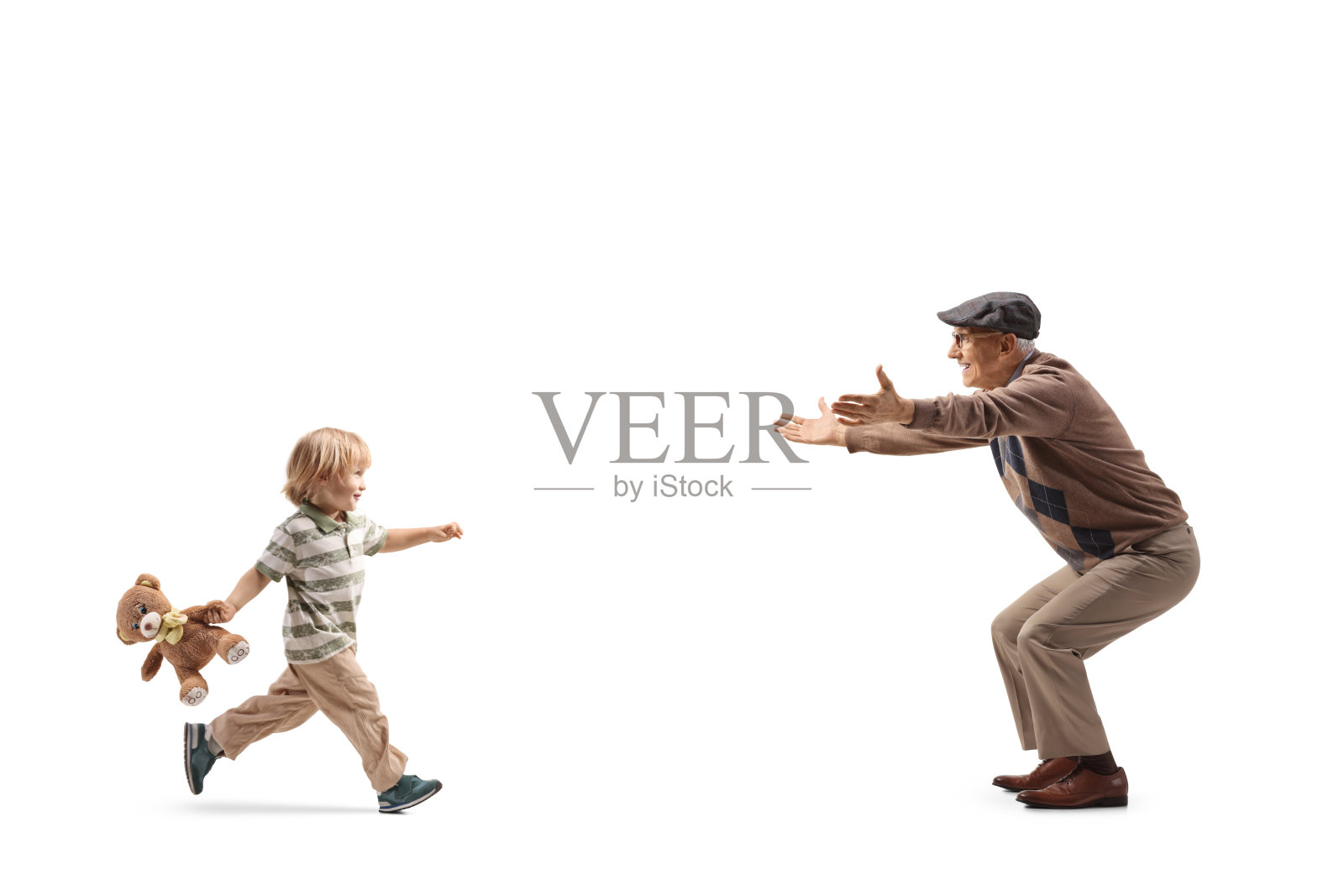 快乐的祖父在等待拥抱孙子照片摄影图片