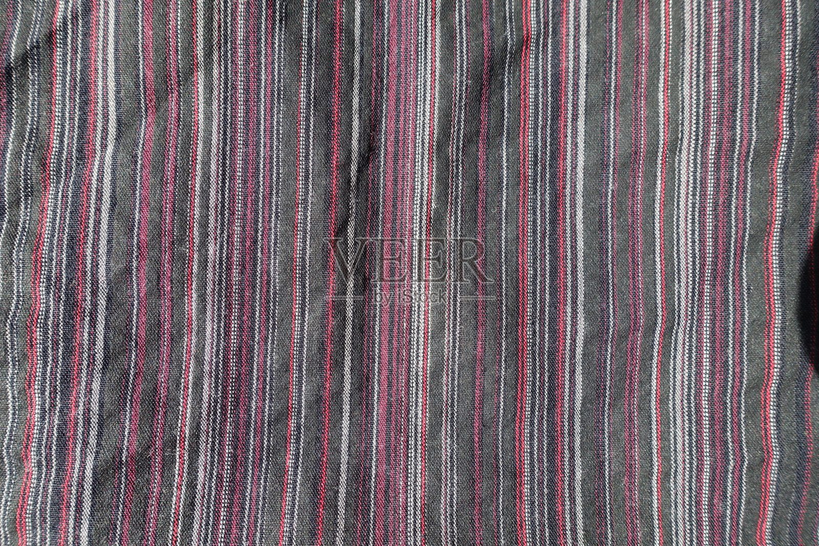 黑色、红色和白色条纹的棉布表面照片摄影图片