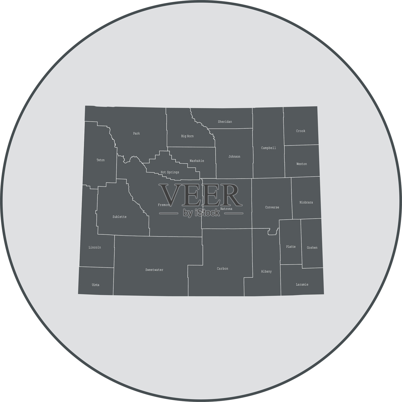 怀俄明州地图插画图片素材