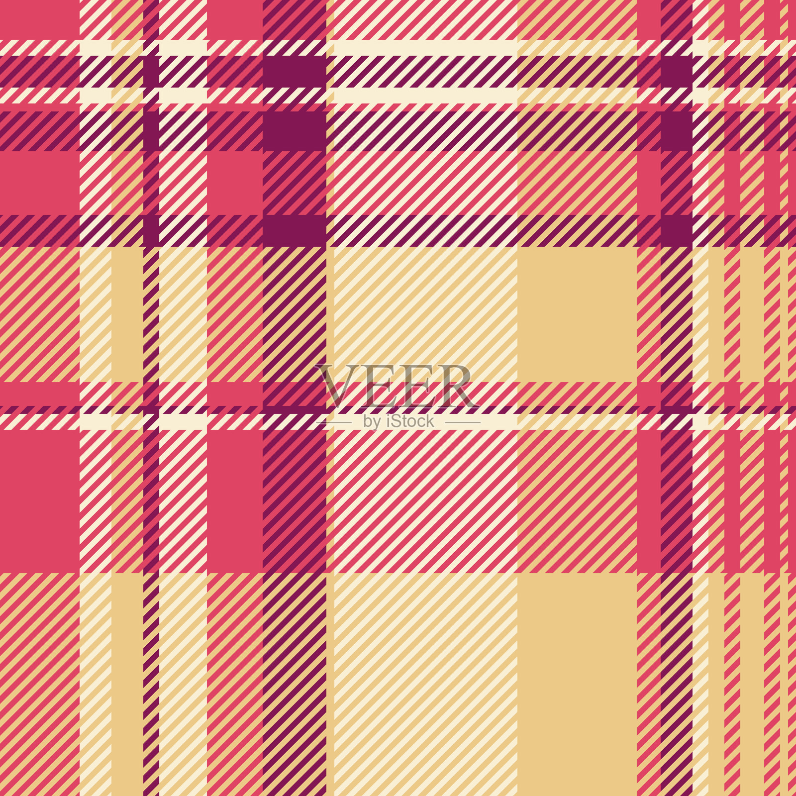 几何格子图案与条纹。温暖、宜人的色彩搭配唤起秋天的舒适感。非常适合用作背景、纺织品和创意项目。插画图片素材