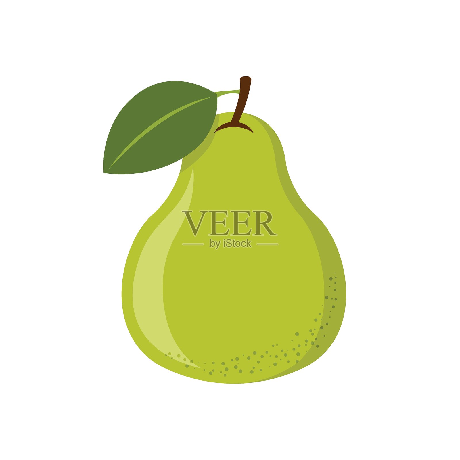 扁平风格的梨图标。新鲜水果矢量插图,背景为纯色。新鲜梨的商业概念标志。插画图片素材