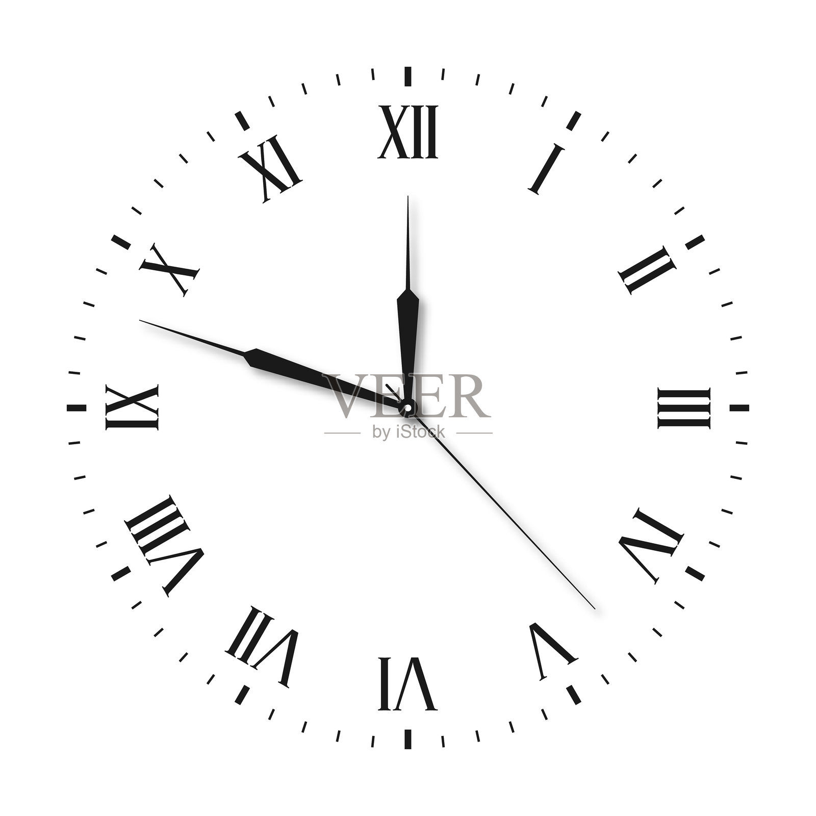 复古时钟表盘,带有罗马数字和复古指针。维多利亚风格的时钟表盘,配有指针和罗马数字。插画图片素材