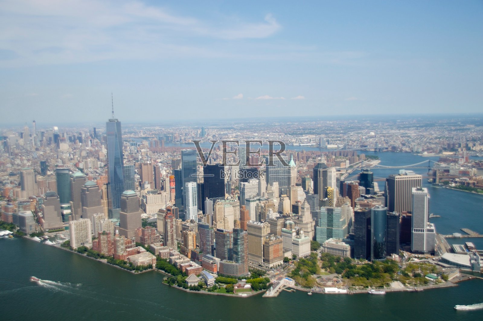 纽约市曼哈顿天际线的鸟瞰图照片摄影图片