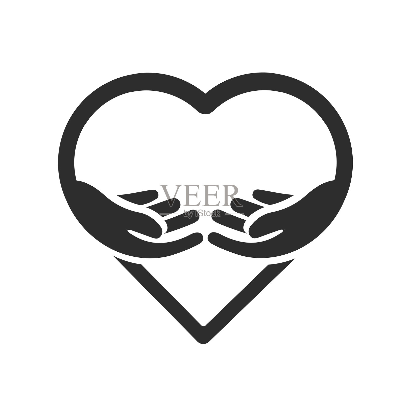 手握心形标志插画图片素材