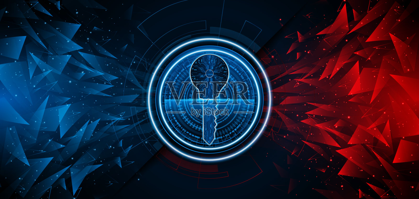 技术电路板钥匙图标。网络数据安全与隐私概念插画图片素材