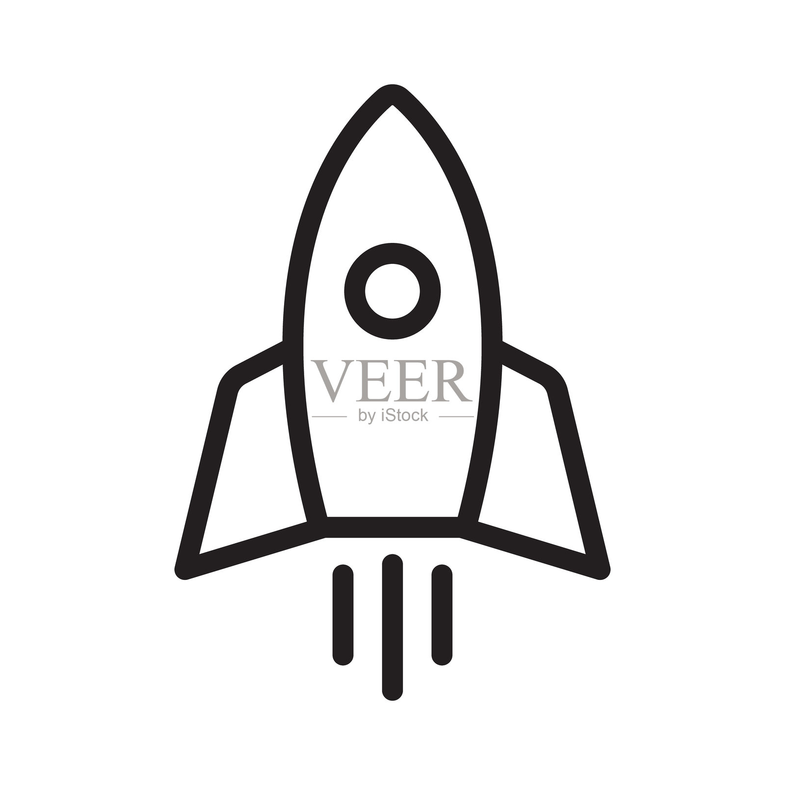 火箭线条图标。飞向天空的火箭线条图标。插画图片素材