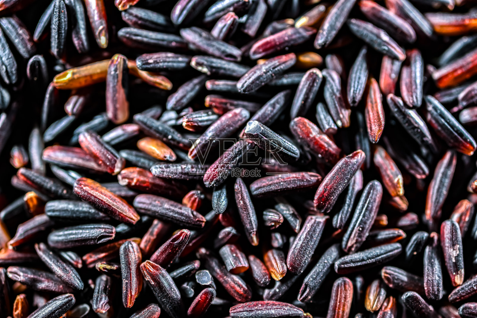 黑米或紫米的特写镜头照片摄影图片