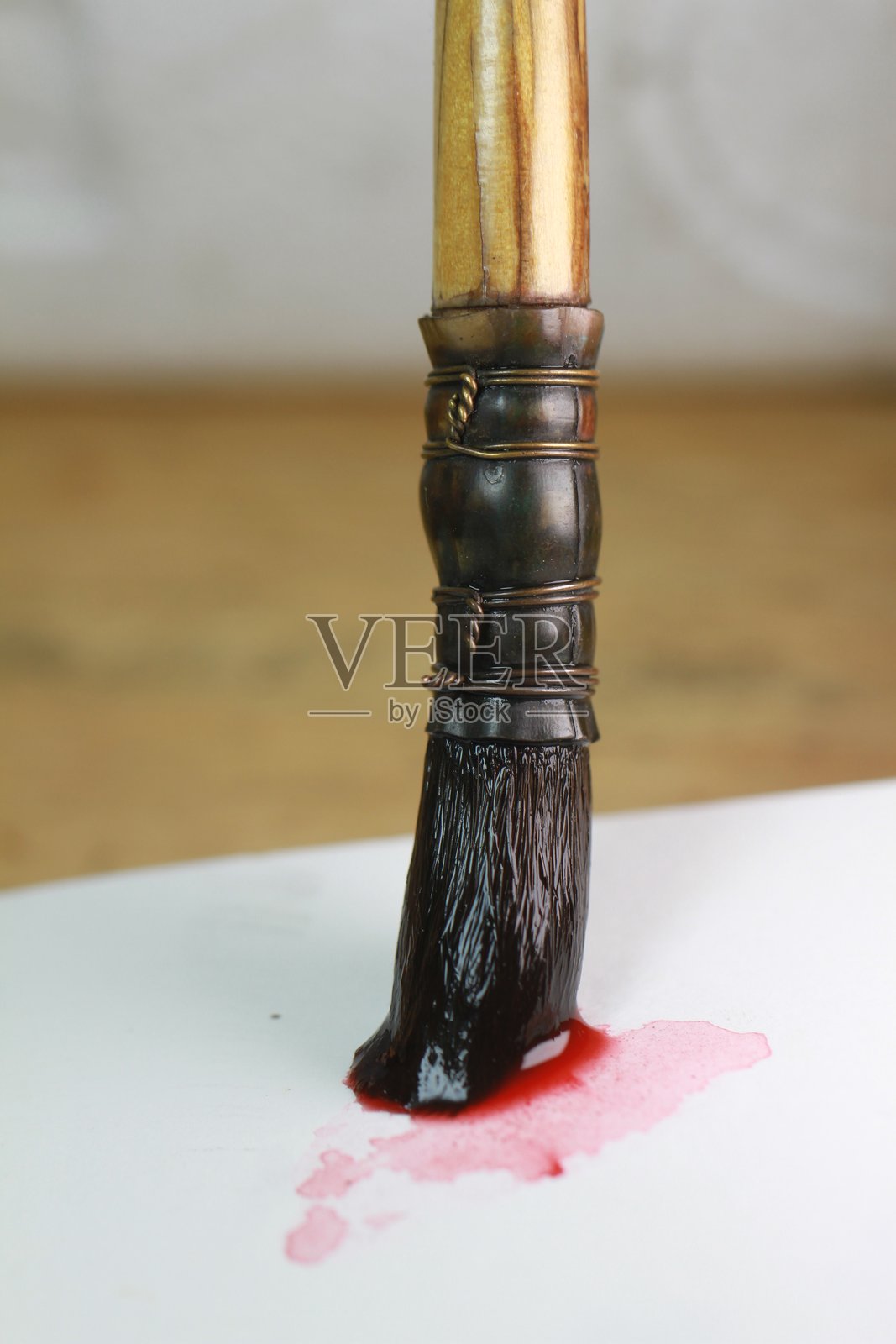 特写传统毛笔,适用于美术和书法的天然毛发照片摄影图片