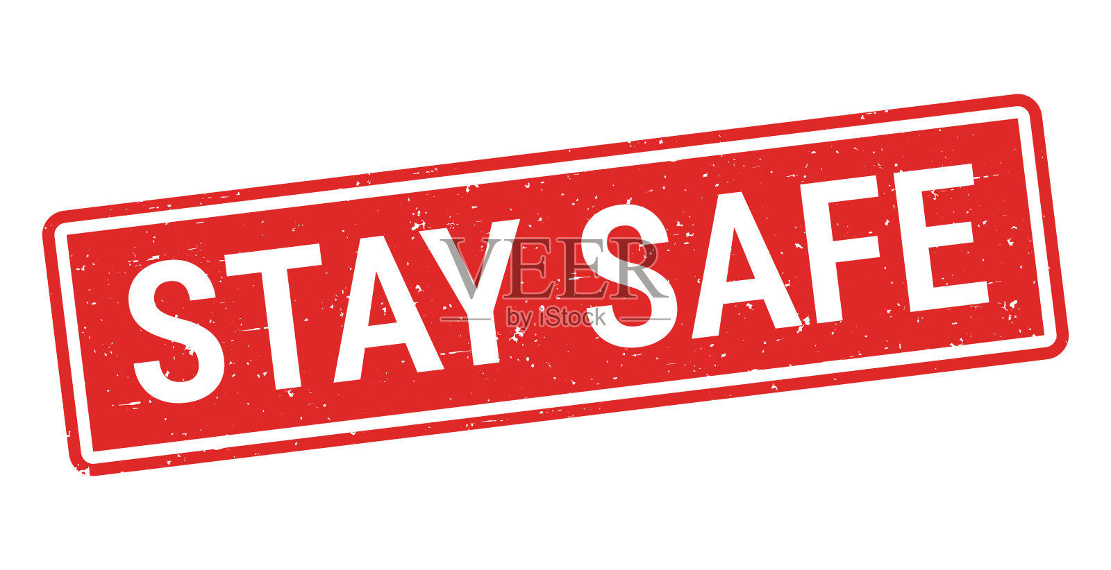 保持安全 - 红色橡胶印章在白色背景上插画图片素材