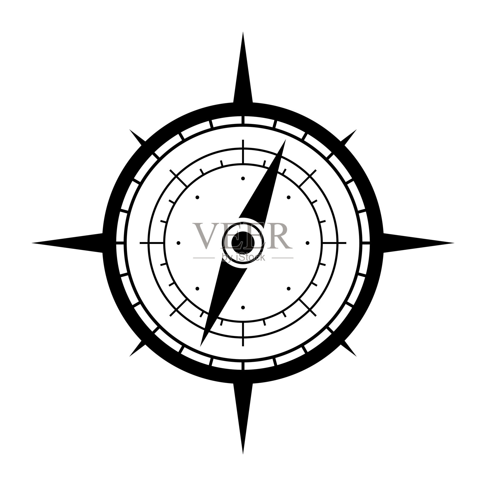 现代扁平化指南针图标,独立于背景。适用于商业、营销和互联网概念的时尚简单矢量符号,适合网站设计或移动应用按钮的logo插图。插画图片素材