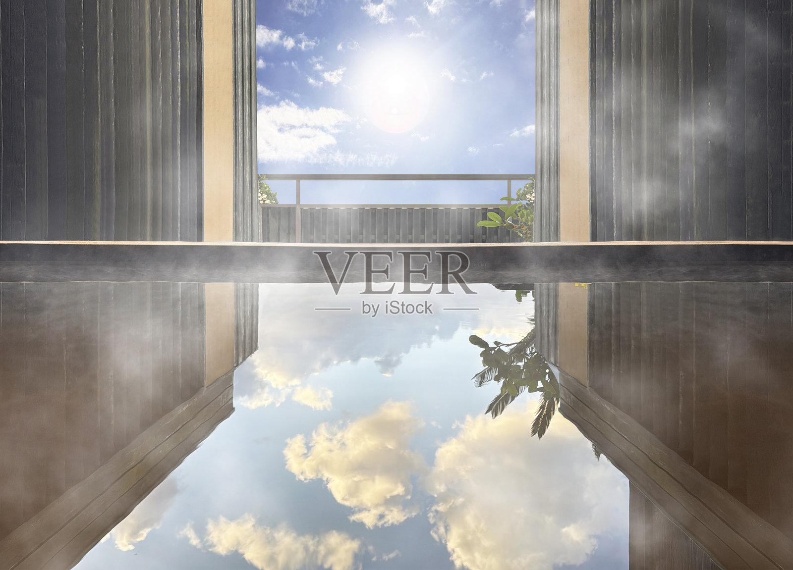 从浴缸中欣赏美丽的日本风景照片摄影图片